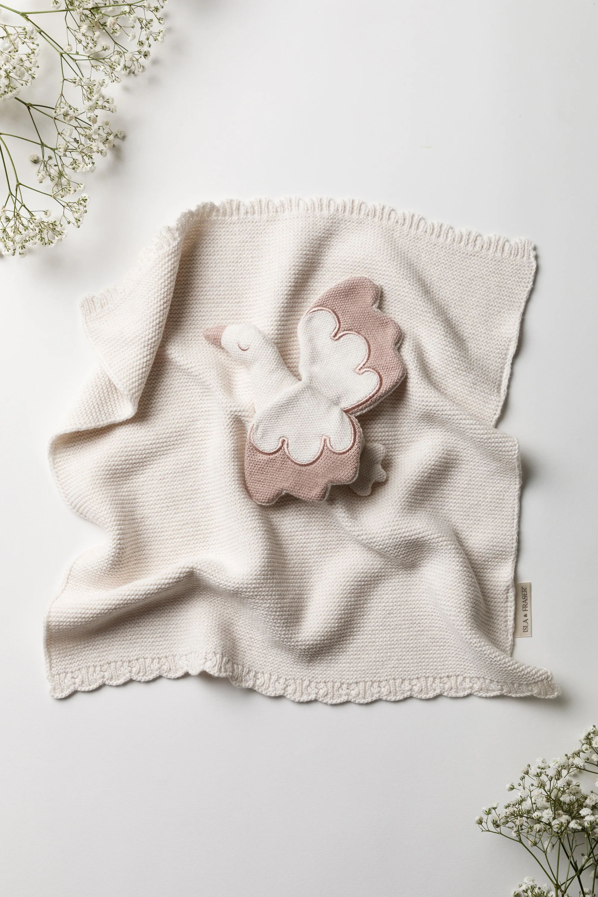 Organic Cotton Baby Stork Comforter - Oat/Rose - Image 6