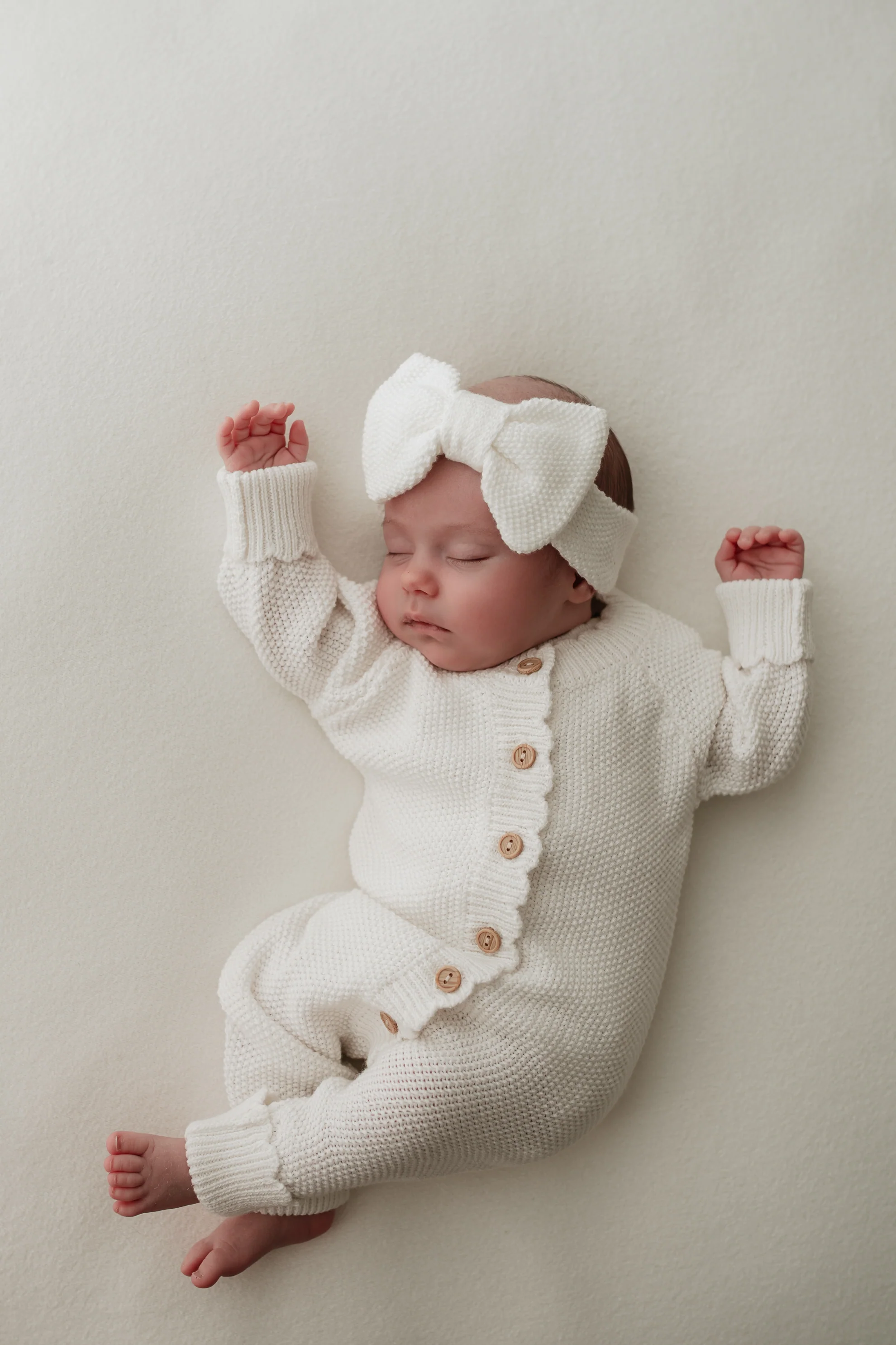 Organic Cotton Moss Stitch Baby Bow Headband - Milk - Image 6
