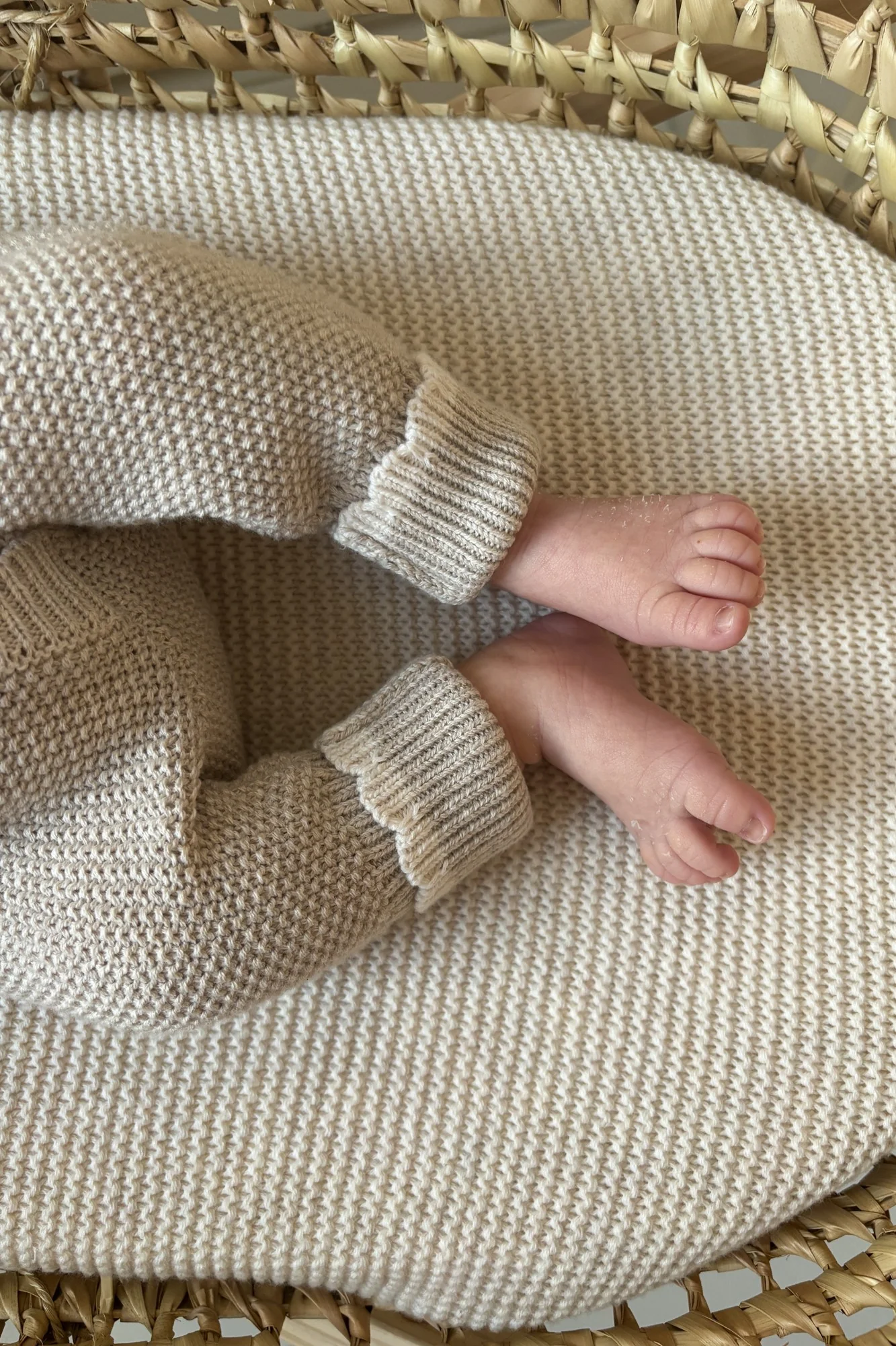 Organic Cotton Moss Stitch Tipped Baby Romper - Pebble - Image 7