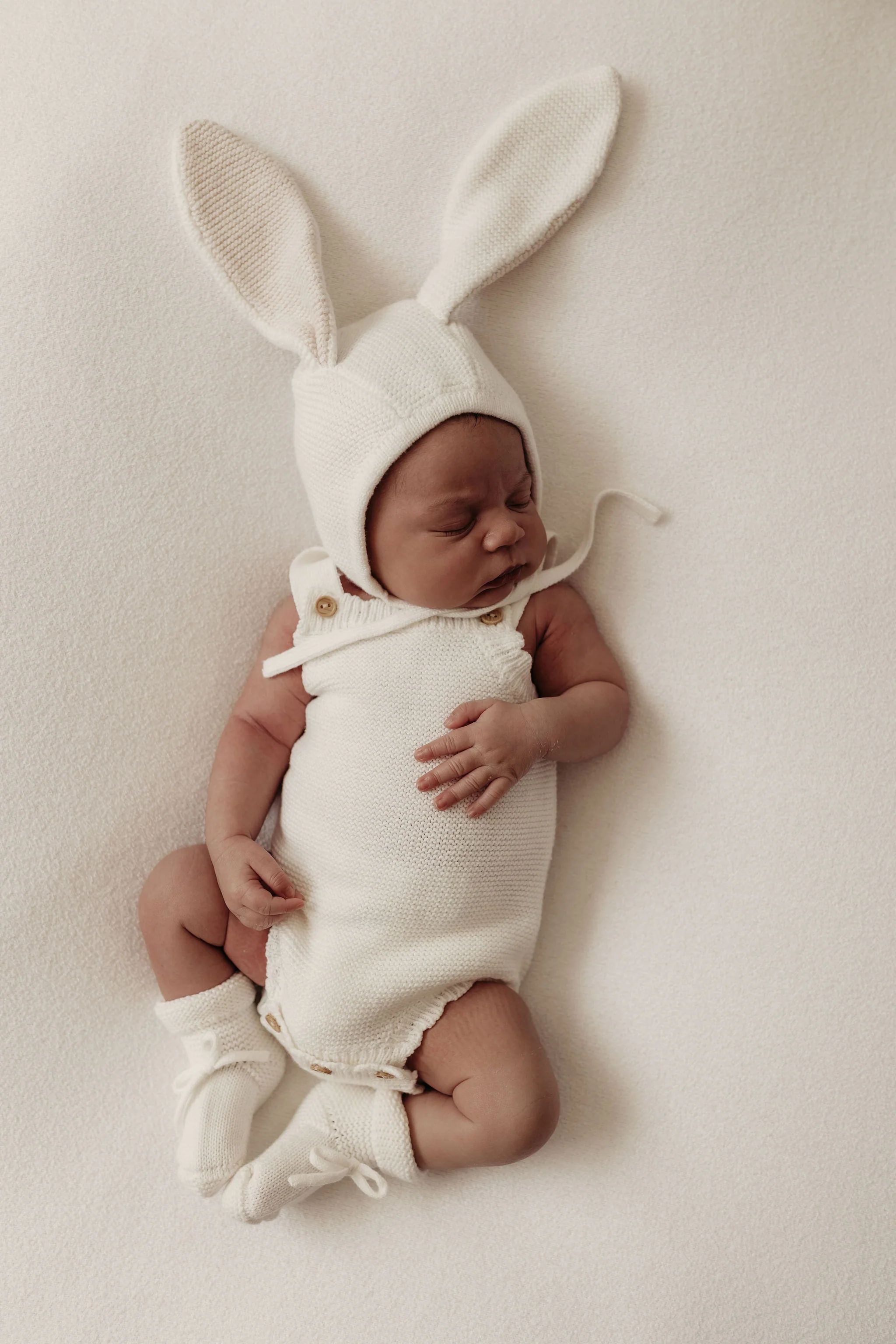 Organic Cotton Bunny Baby Bonnet - Milk/Oat - Image 4
