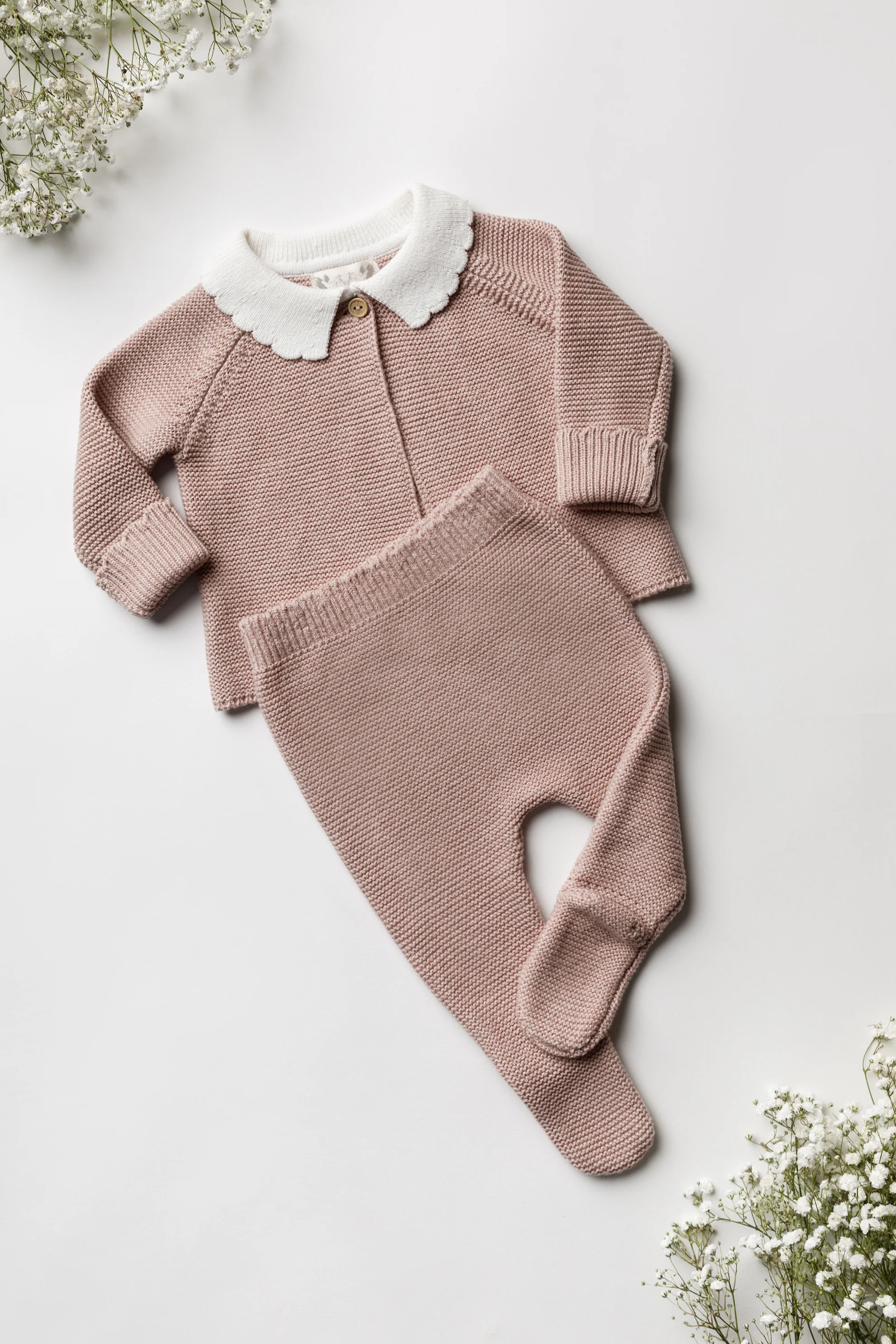 Organic Cotton Footed Baby Trousers - Rose - Image 3