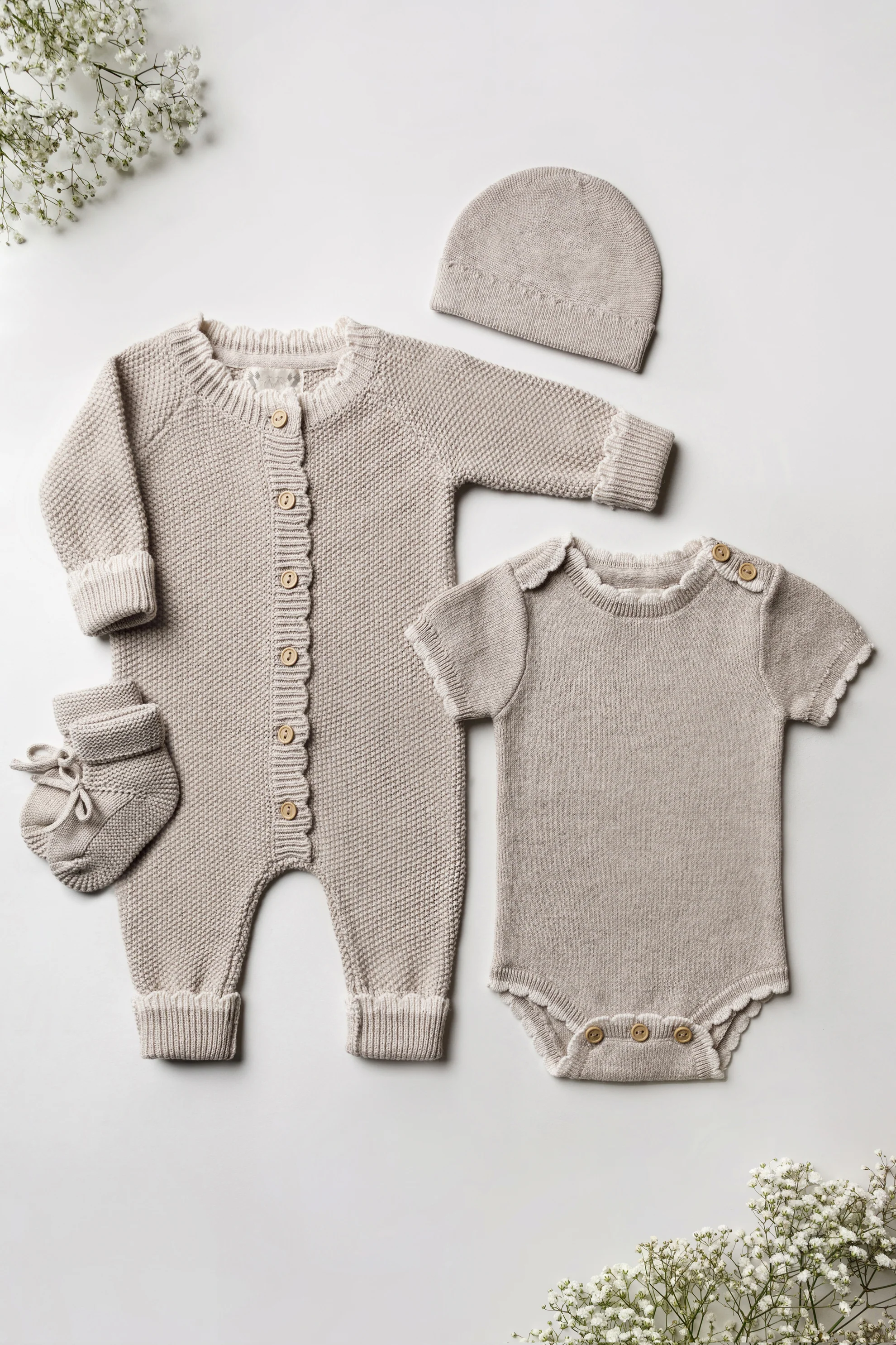 Organic Cotton New Baby Coming Home Bundle - Pebble