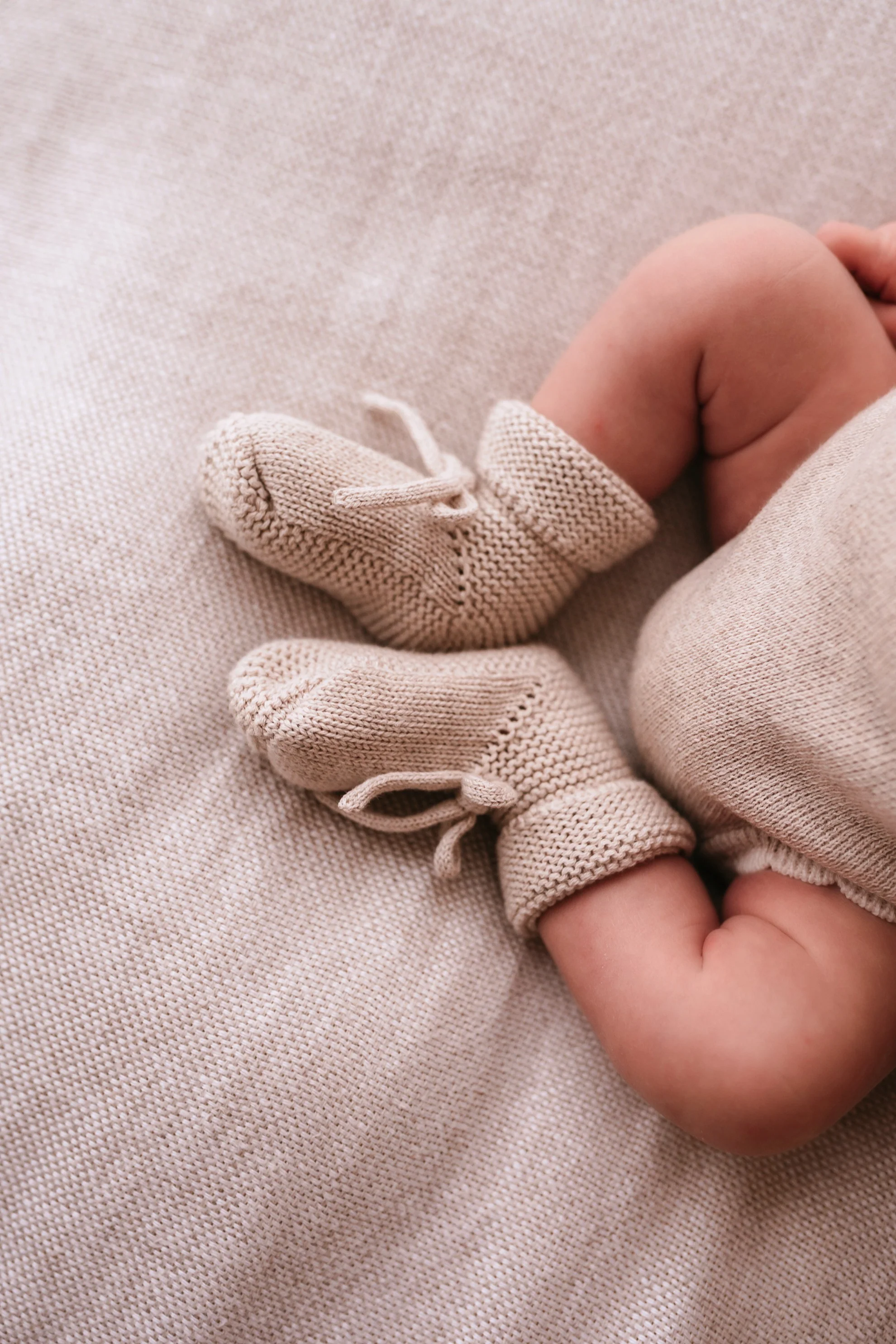 Organic Cotton Baby Booties - Pebble - Image 3