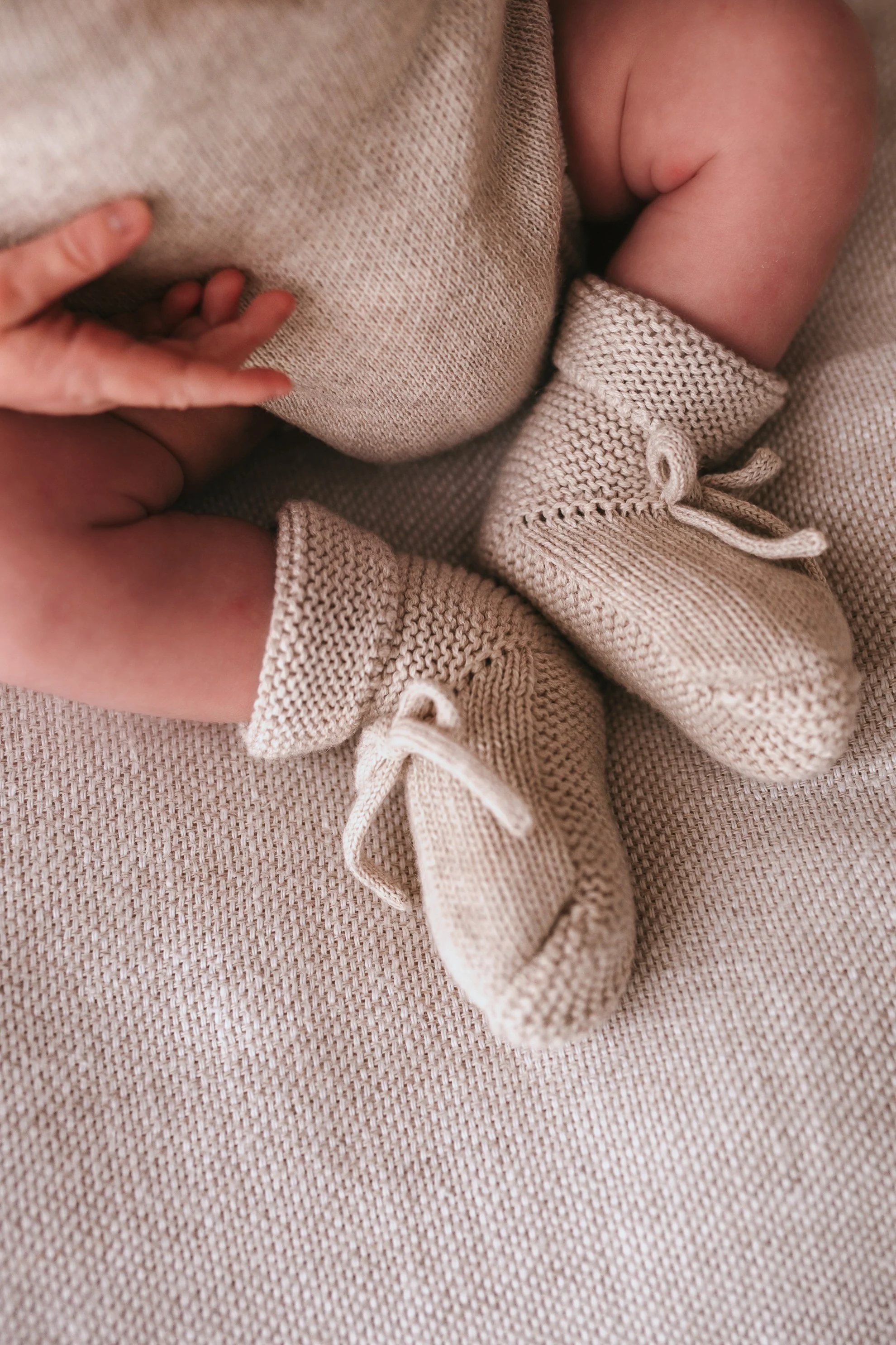 Organic Cotton Baby Booties - Pebble - Image 6