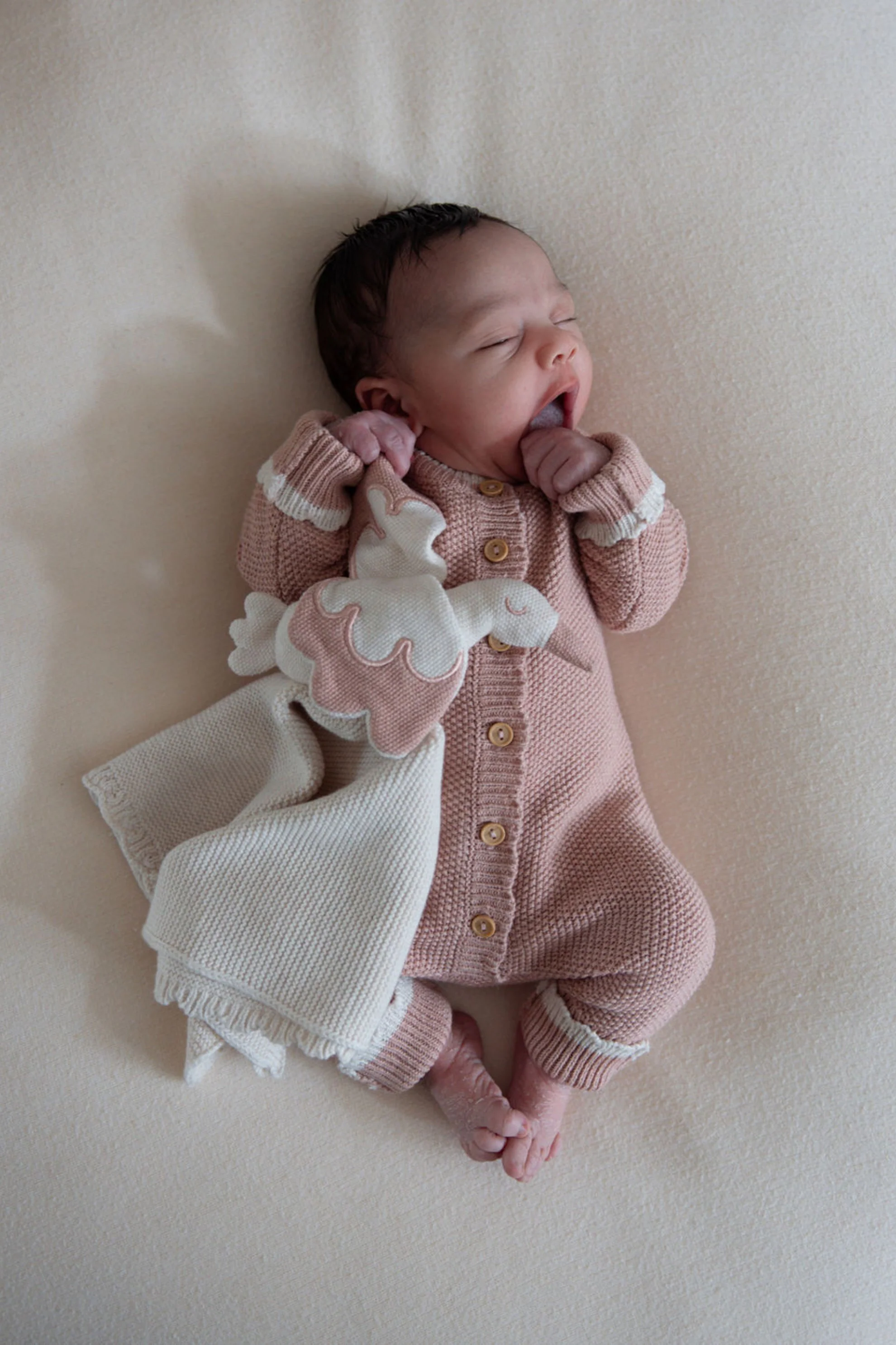Organic Cotton Moss Stitch Tipped Baby Romper - Rose - Image 4