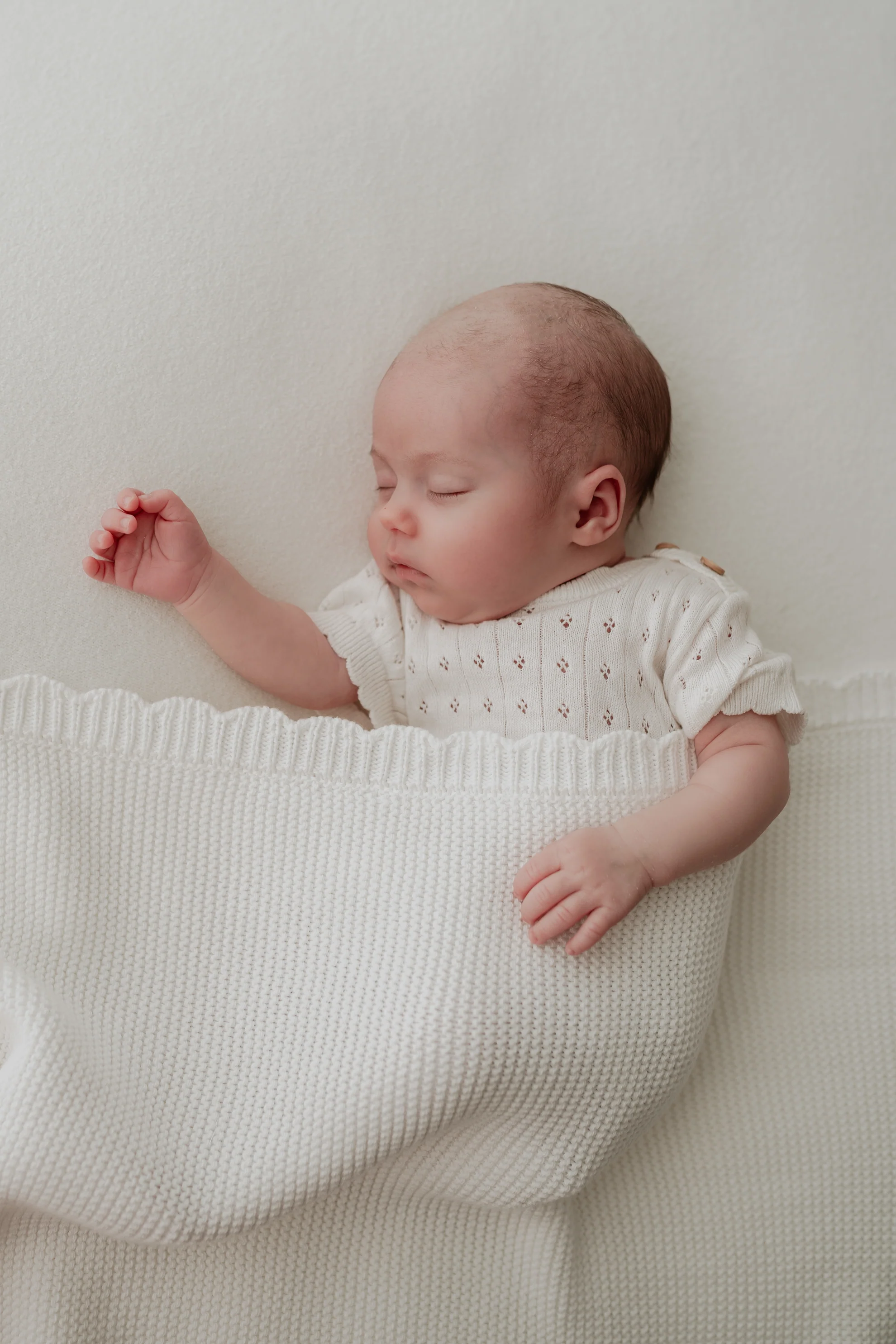 Organic Cotton Pointelle Knit Baby Bodysuit - Milk - Image 4