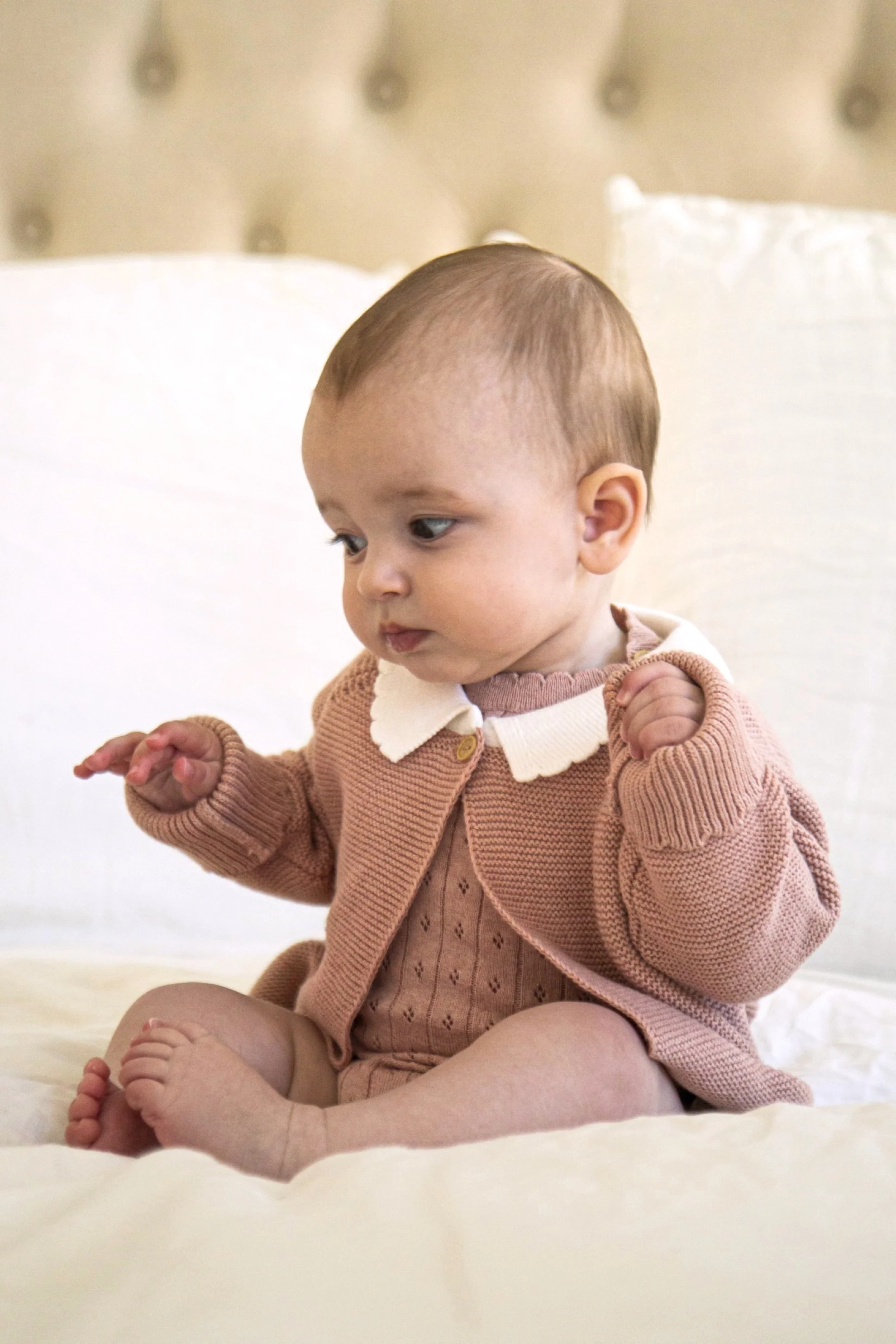 Organic Cotton Scallop Collar Baby Cardigan - Personalised - Image 10