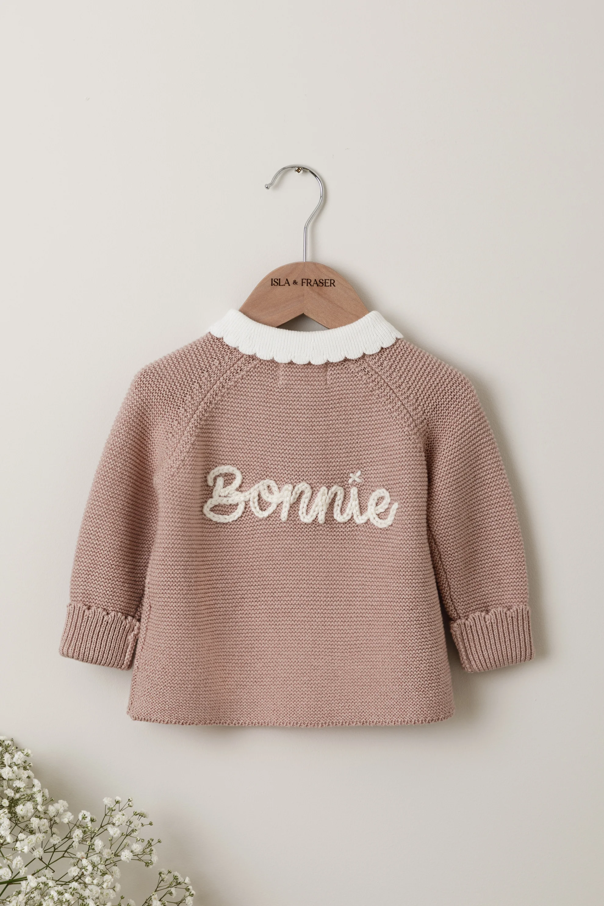Organic Cotton Scallop Collar Baby Cardigan - Personalised - Image 12