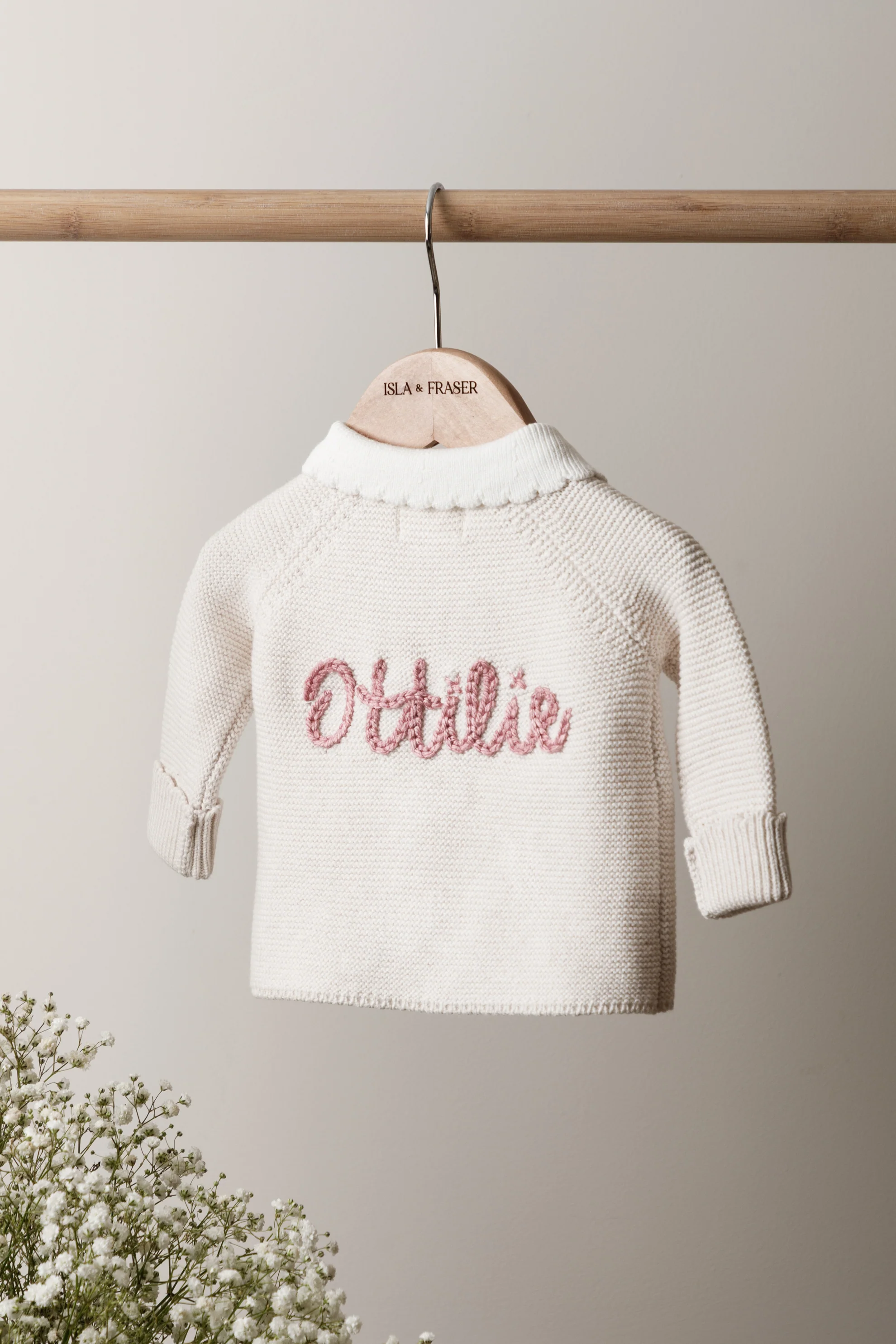 Organic Cotton Scallop Collar Baby Cardigan - Personalised - Image 14