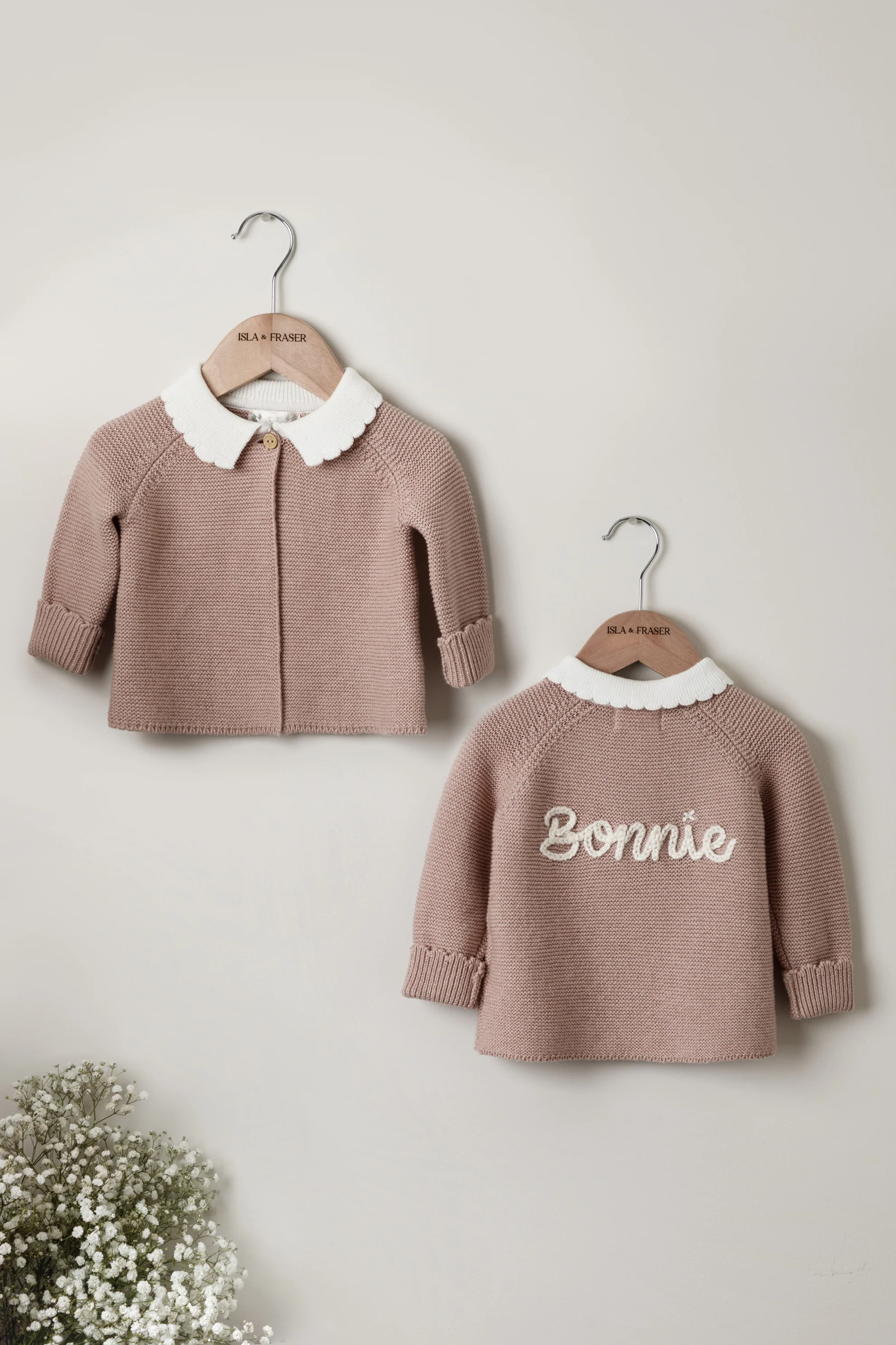 Organic Cotton Scallop Collar Baby Cardigan - Personalised - Image 4