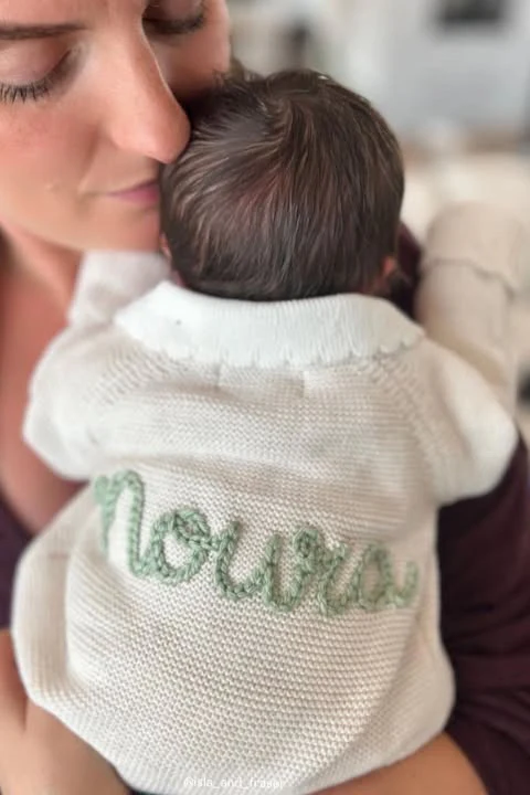 Organic Cotton Scallop Collar Baby Cardigan - Personalised - Image 6