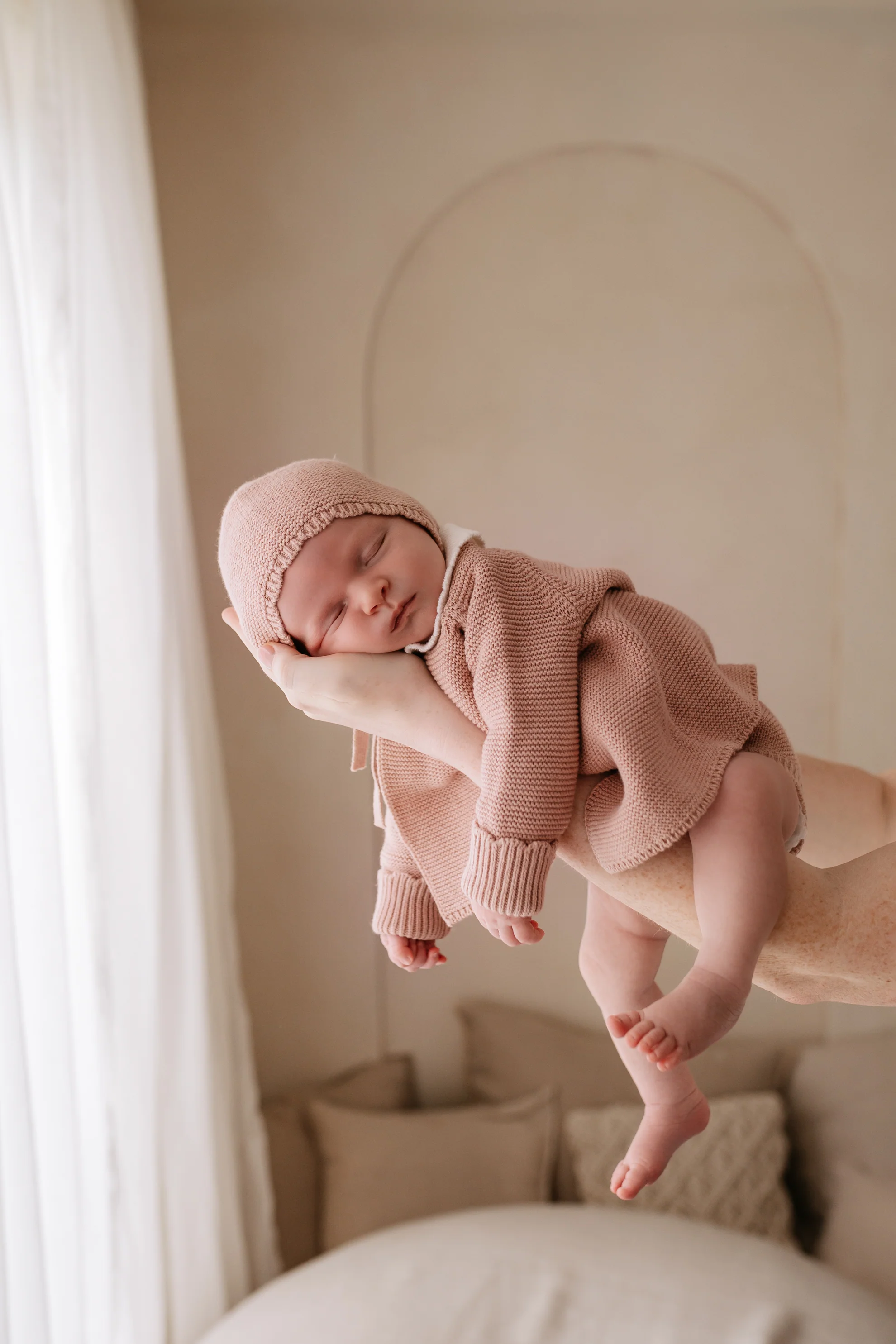 Organic Cotton Scallop Collar Baby Cardigan - Rose - Image 5