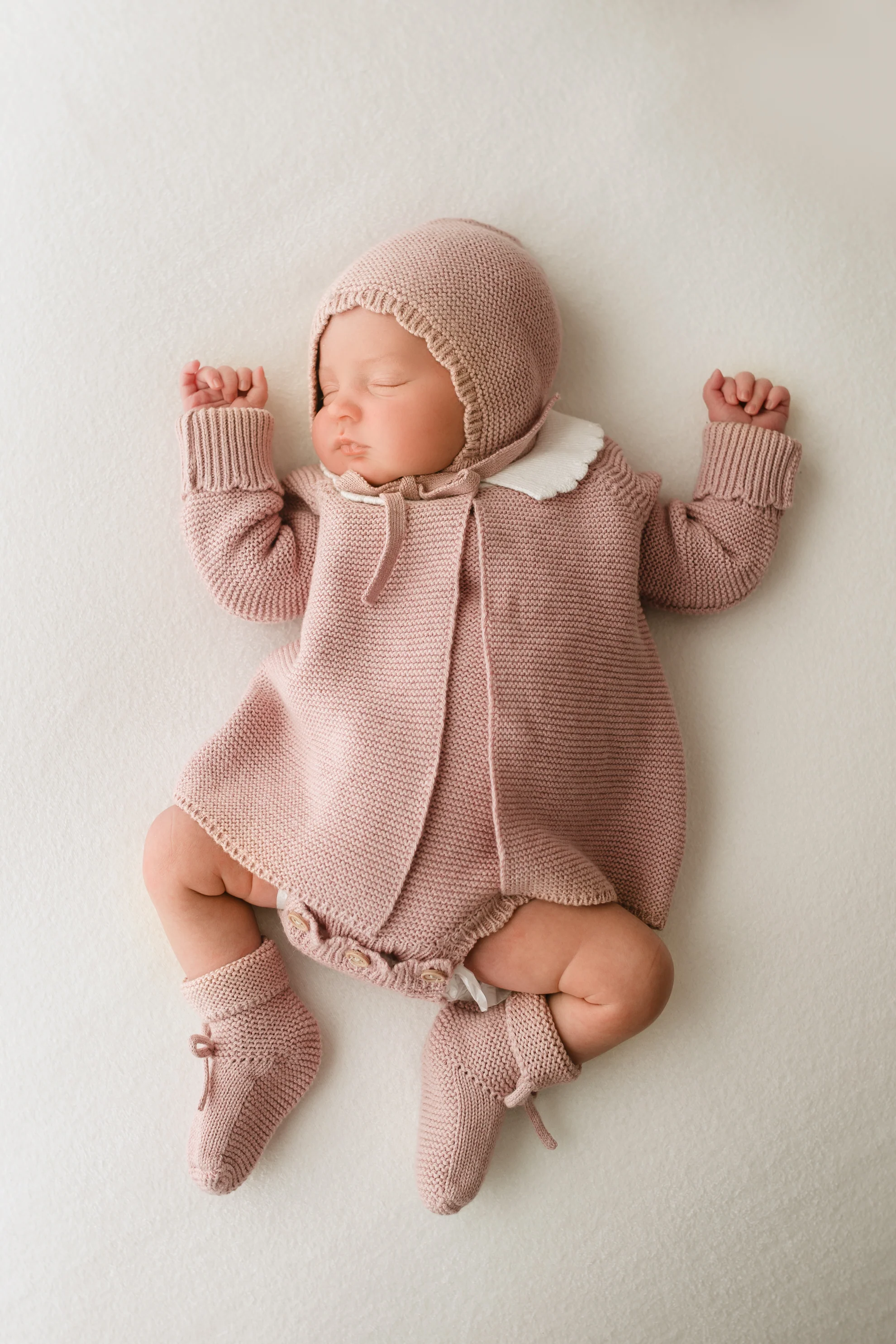 Organic Cotton Scallop Collar Baby Cardigan - Rose - Image 8