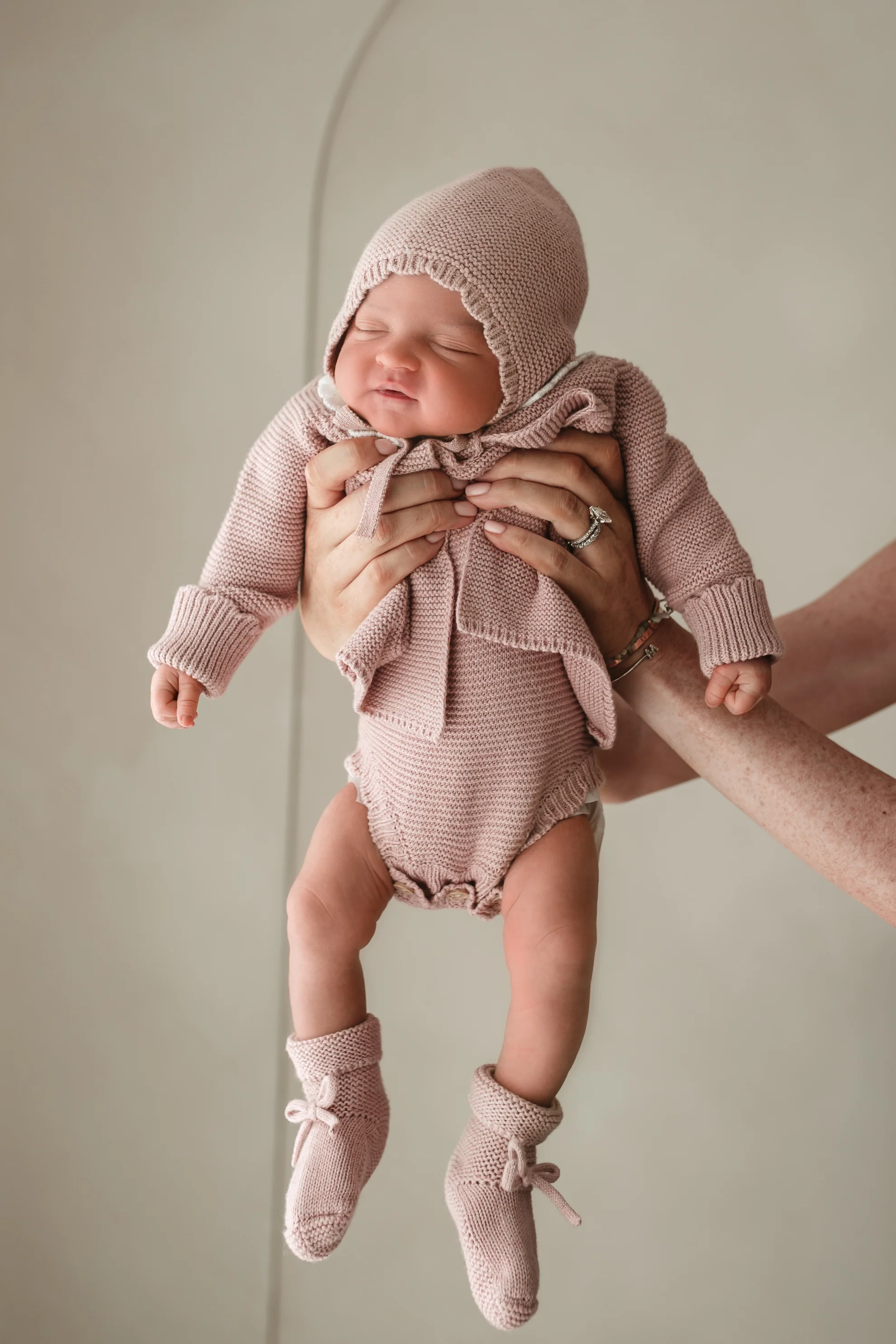 Organic Cotton Scallop Knit Baby Bonnet - Rose - Image 7