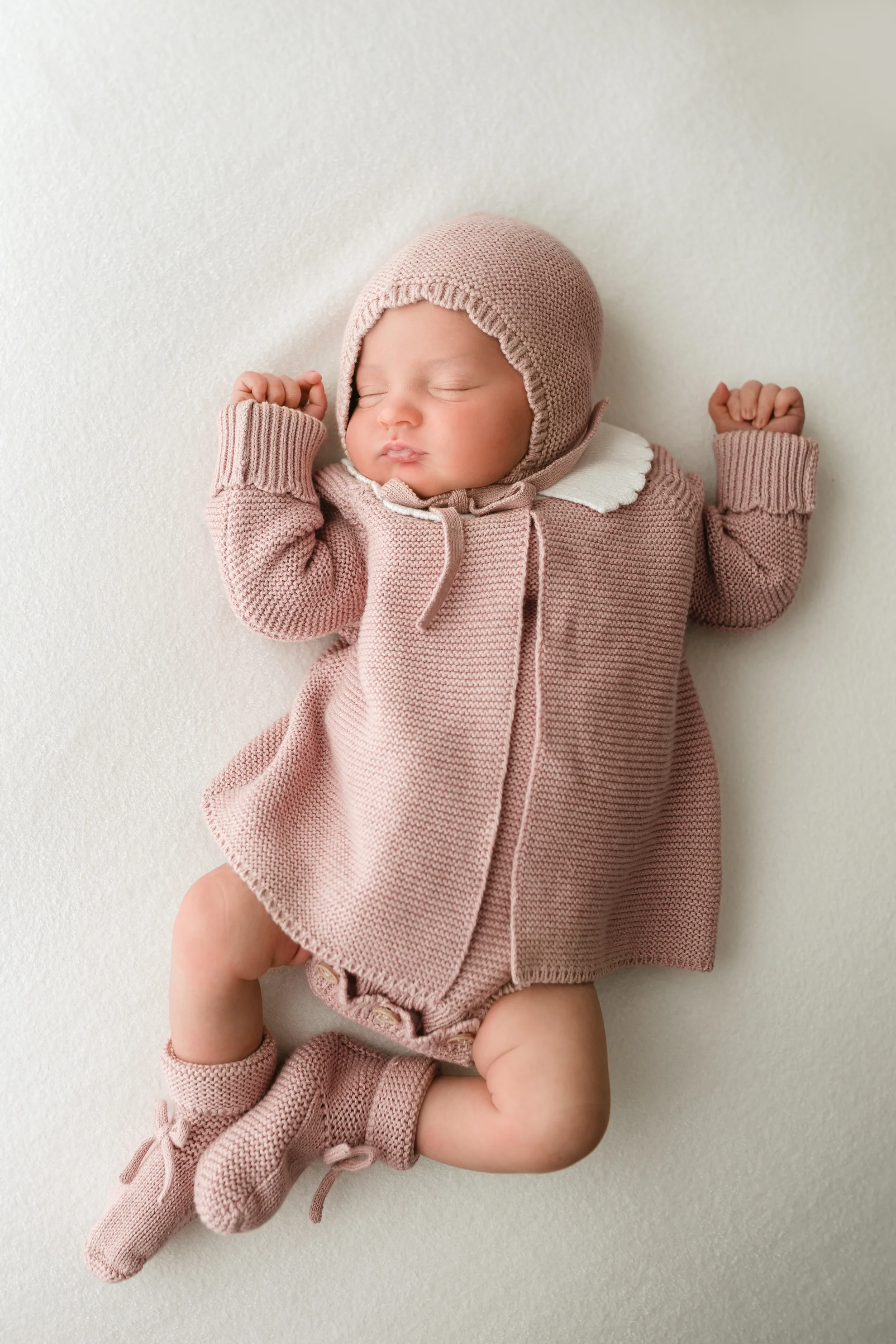 Organic Cotton Scallop Collar Baby Cardigan - Rose - Image 3