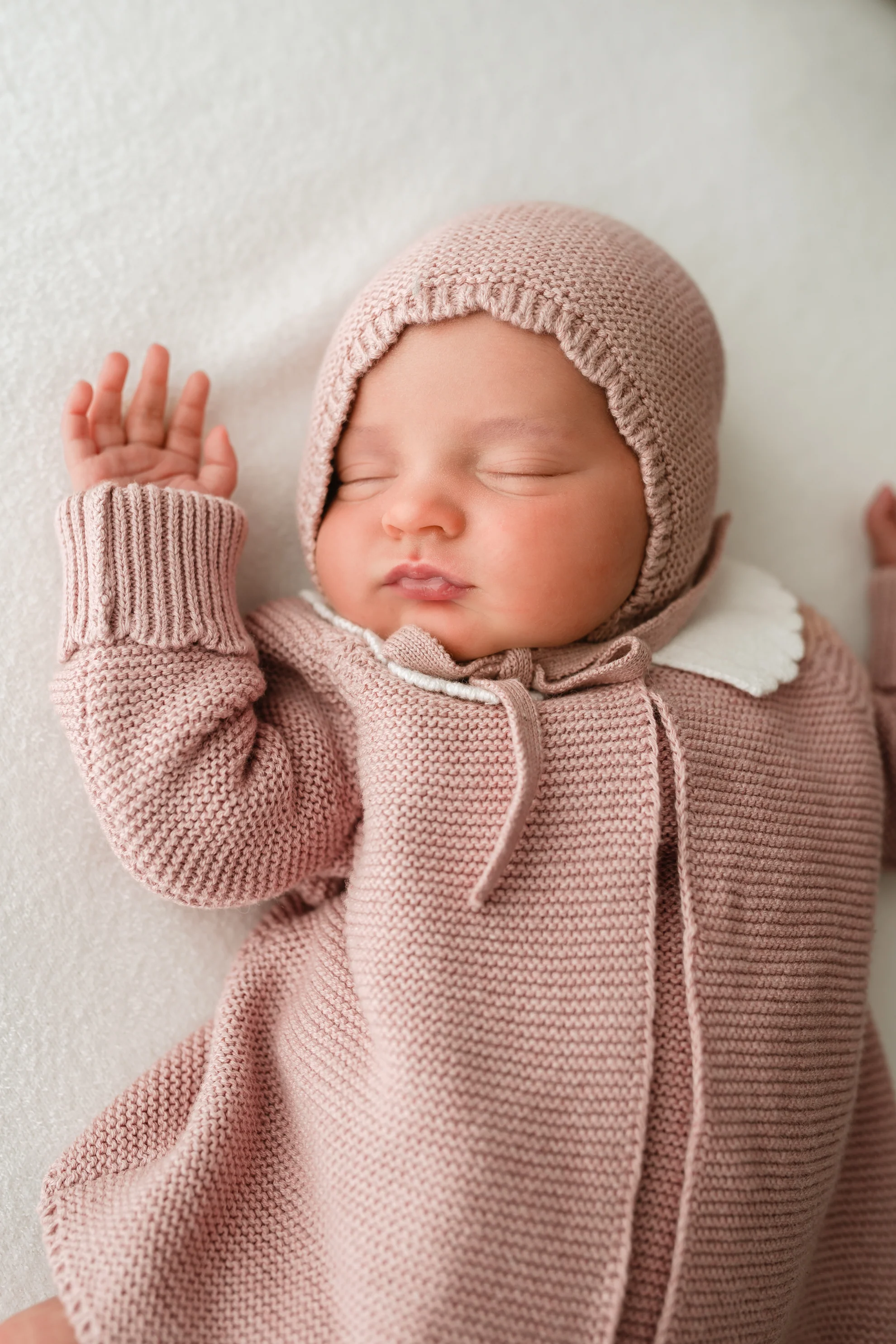 Organic Cotton Scallop Collar Baby Cardigan - Rose - Image 6