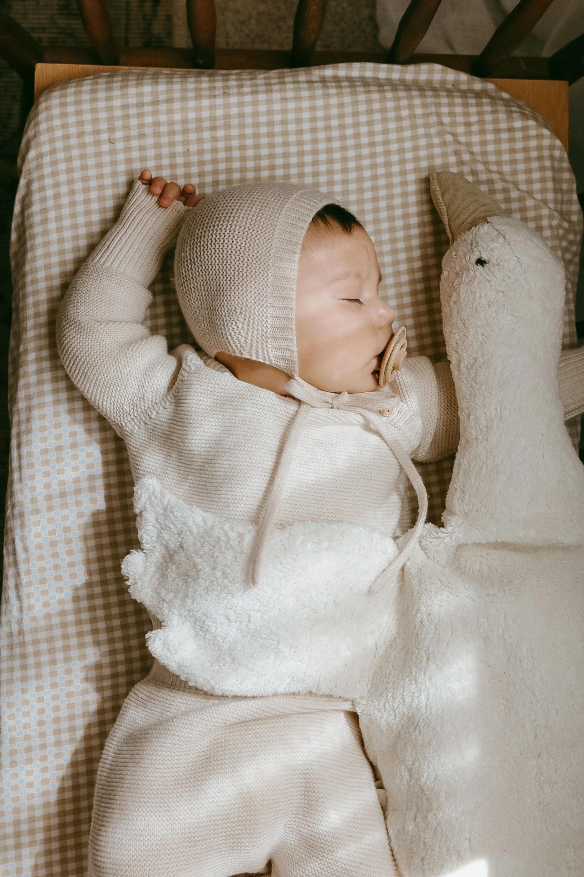 Organic Cotton Scallop Knit Baby Jumper - Oat - Image 3