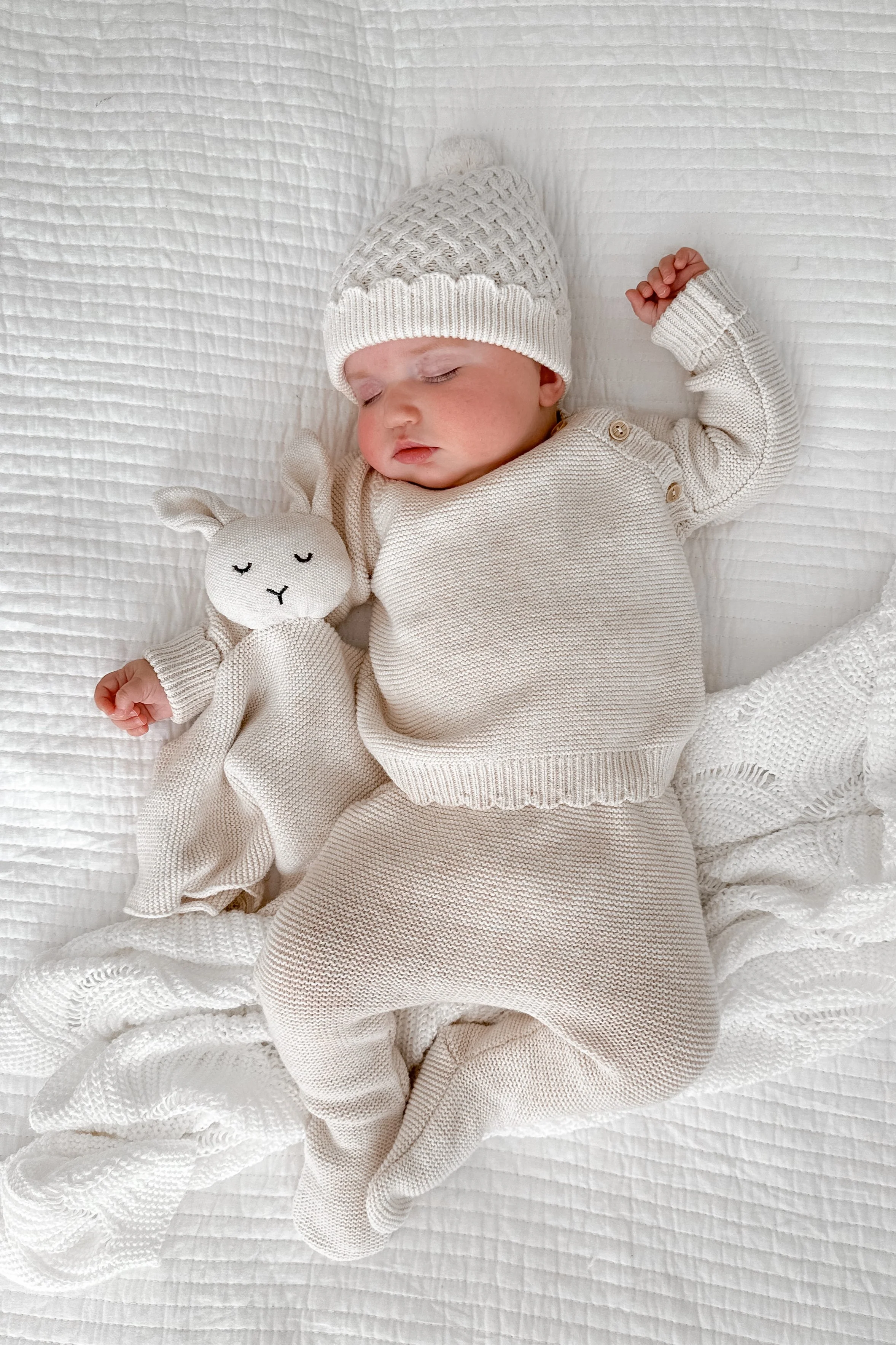 Organic Cotton Scallop Knit Baby Jumper - Oat - Image 4