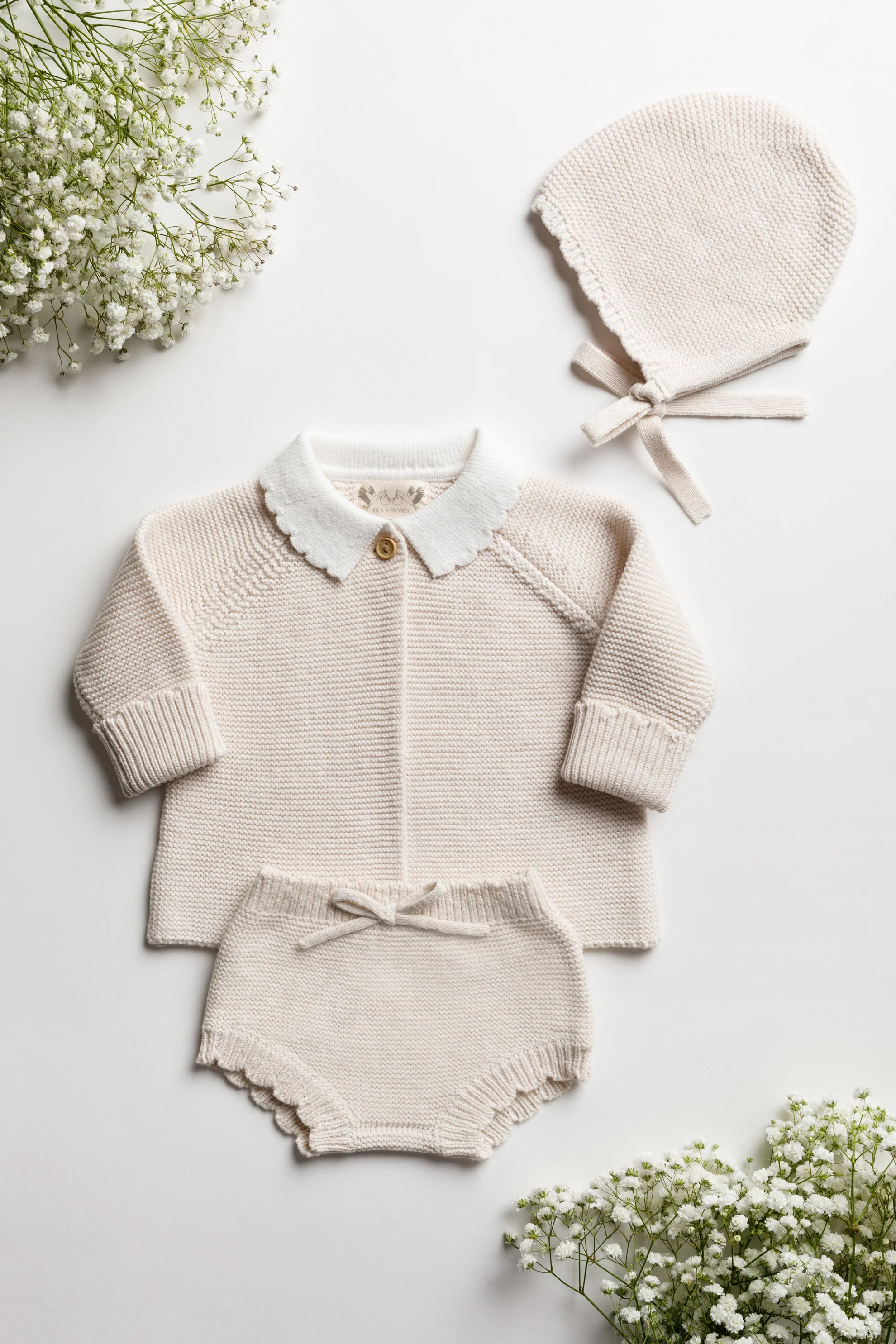 Organic Cotton Scallop Knit Baby Bundle - Oat - Image 11