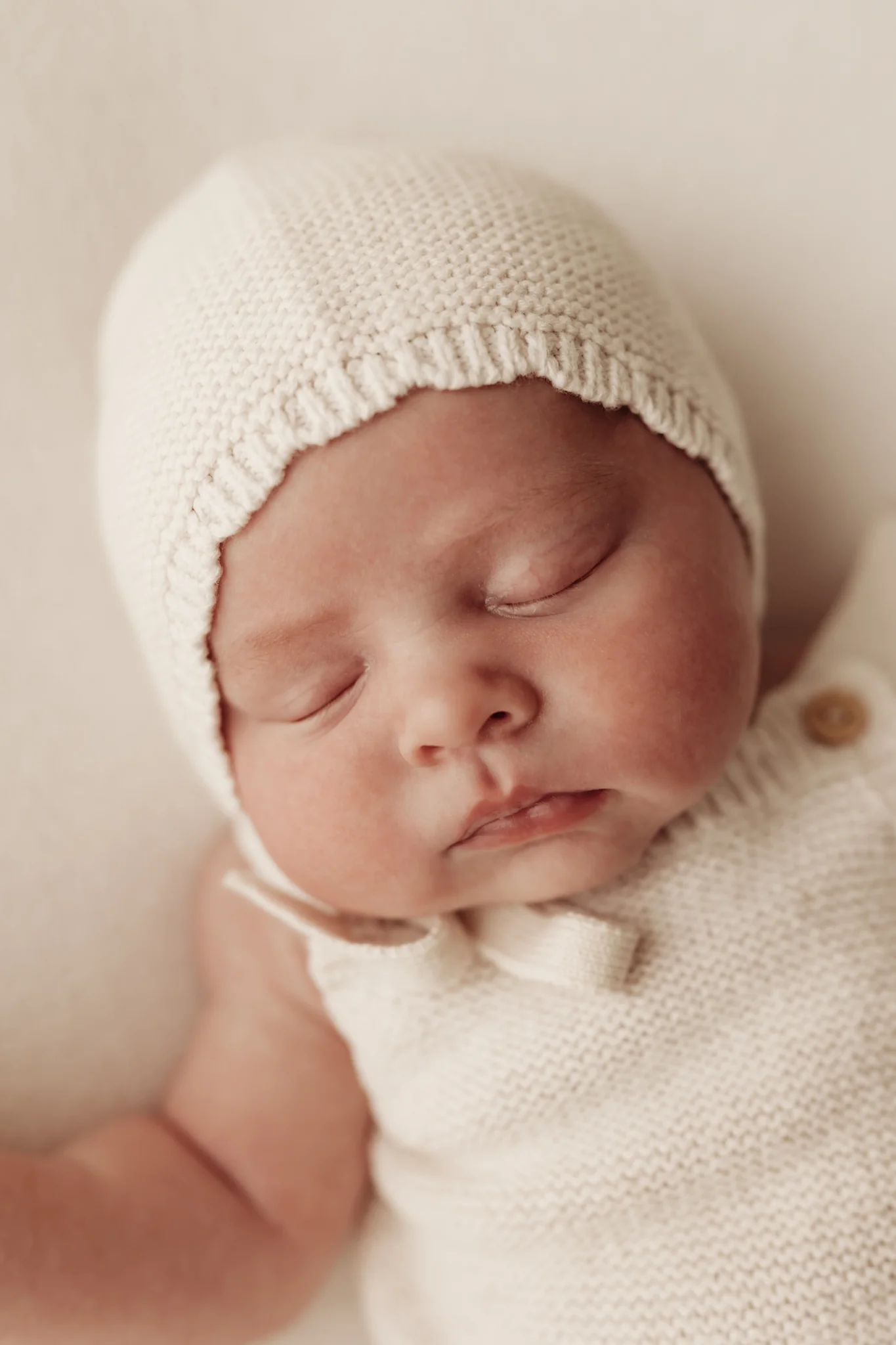 Organic Cotton Scallop Knit Baby Bonnet - Oat - Image 6
