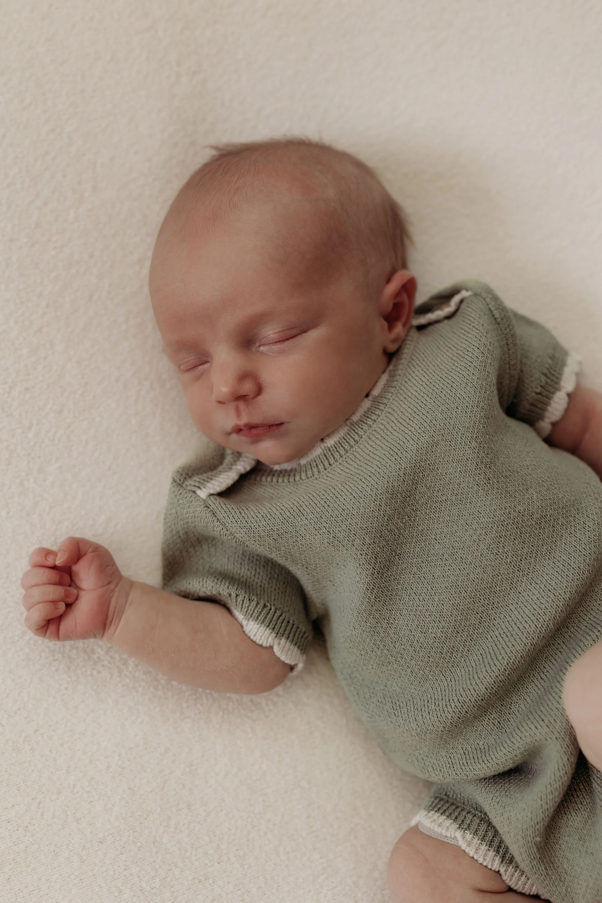 Organic Cotton Scallop Knit Tipped Baby Bodysuit - Sage - Image 2