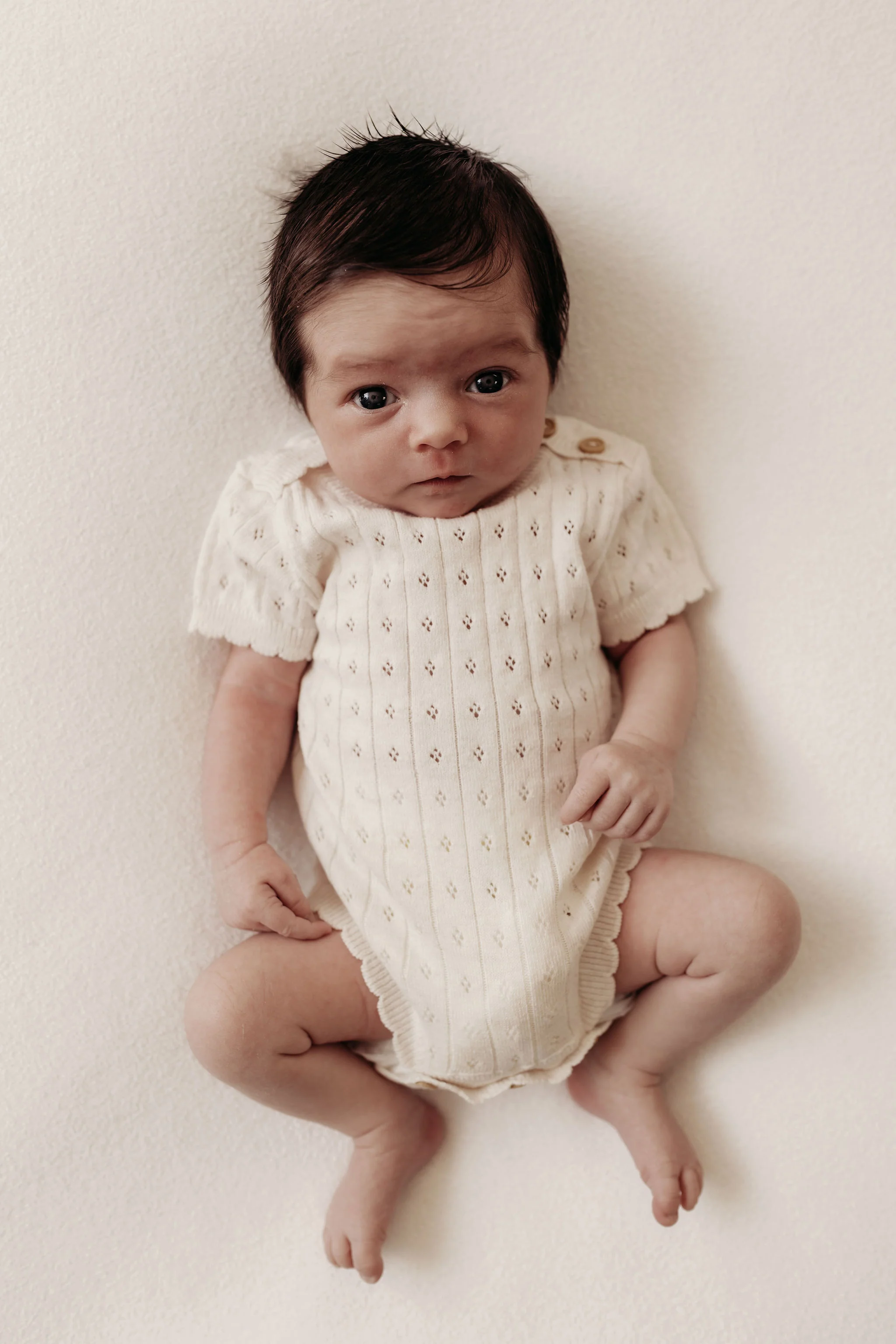Organic Cotton Pointelle Knit Baby Bodysuit - Oat - Image 3
