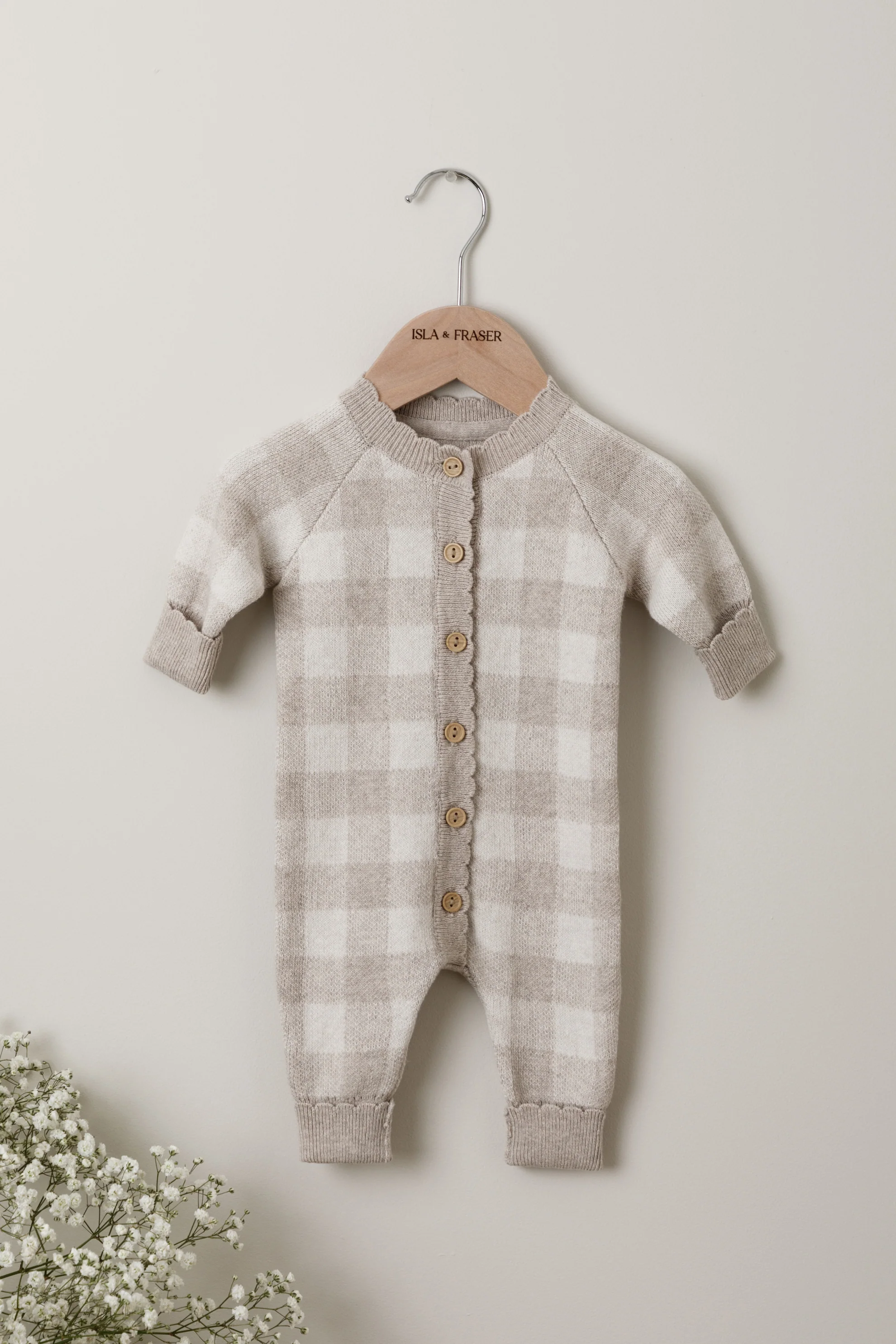 Organic Cotton Signature Baby Bundle - Pebble/Oat Gingham Knit - Image 3
