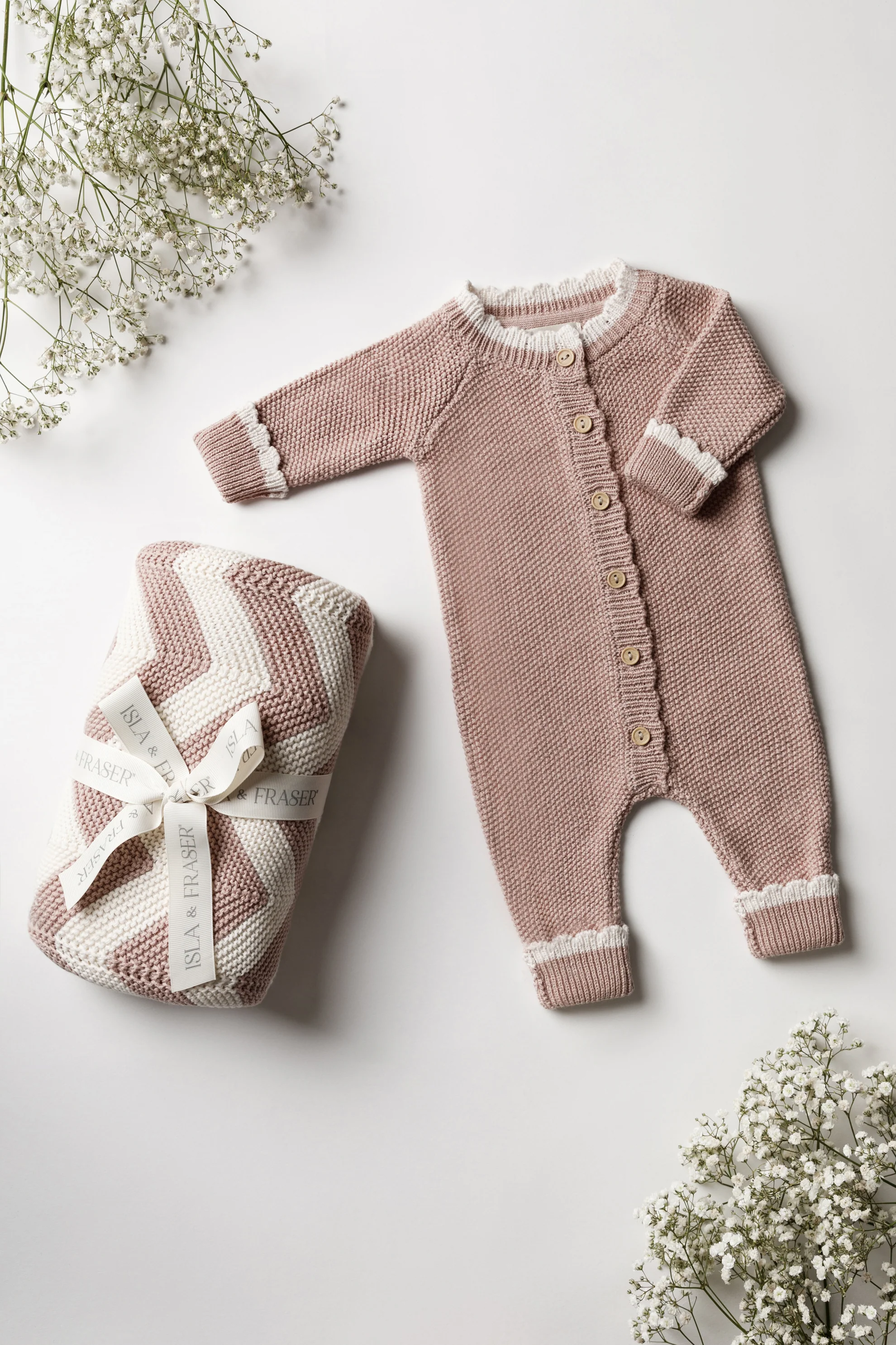 Organic Cotton Signature Baby Bundle - Rose/Cream