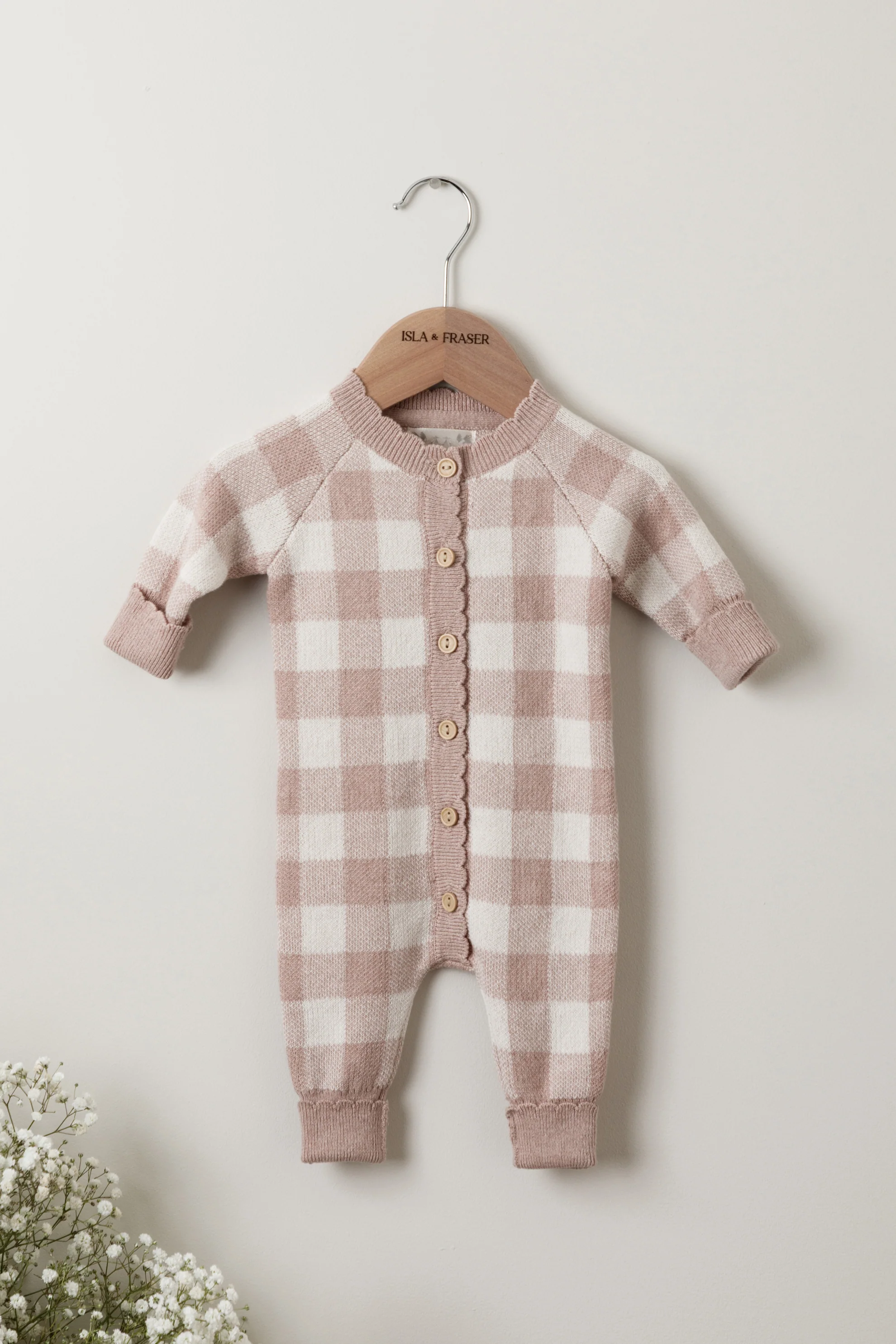 Organic Cotton Signature Baby Bundle - Rose/Oat Gingham Knit - Image 2