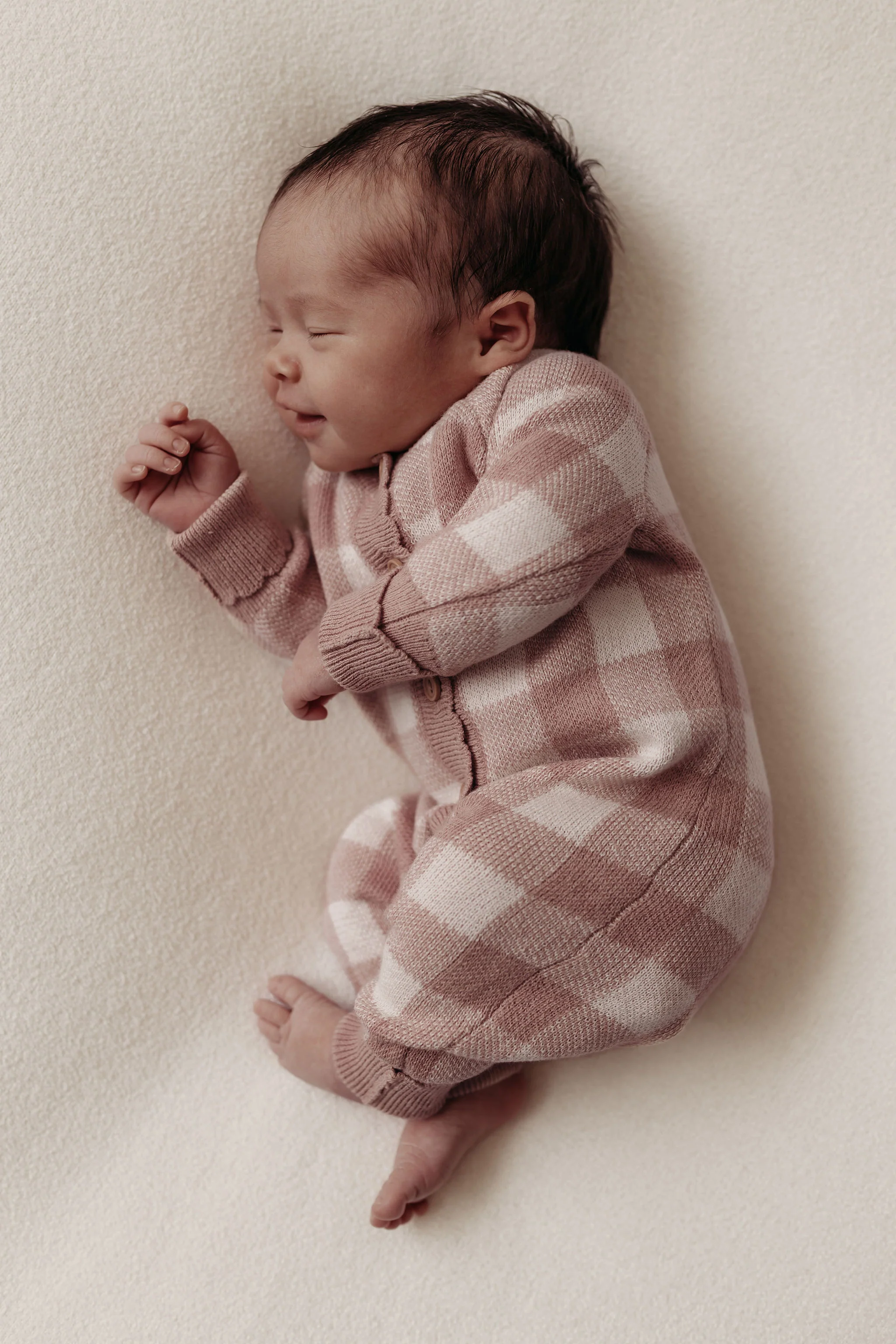 Organic Cotton Signature Baby Bundle - Rose/Oat Gingham Knit - Image 4