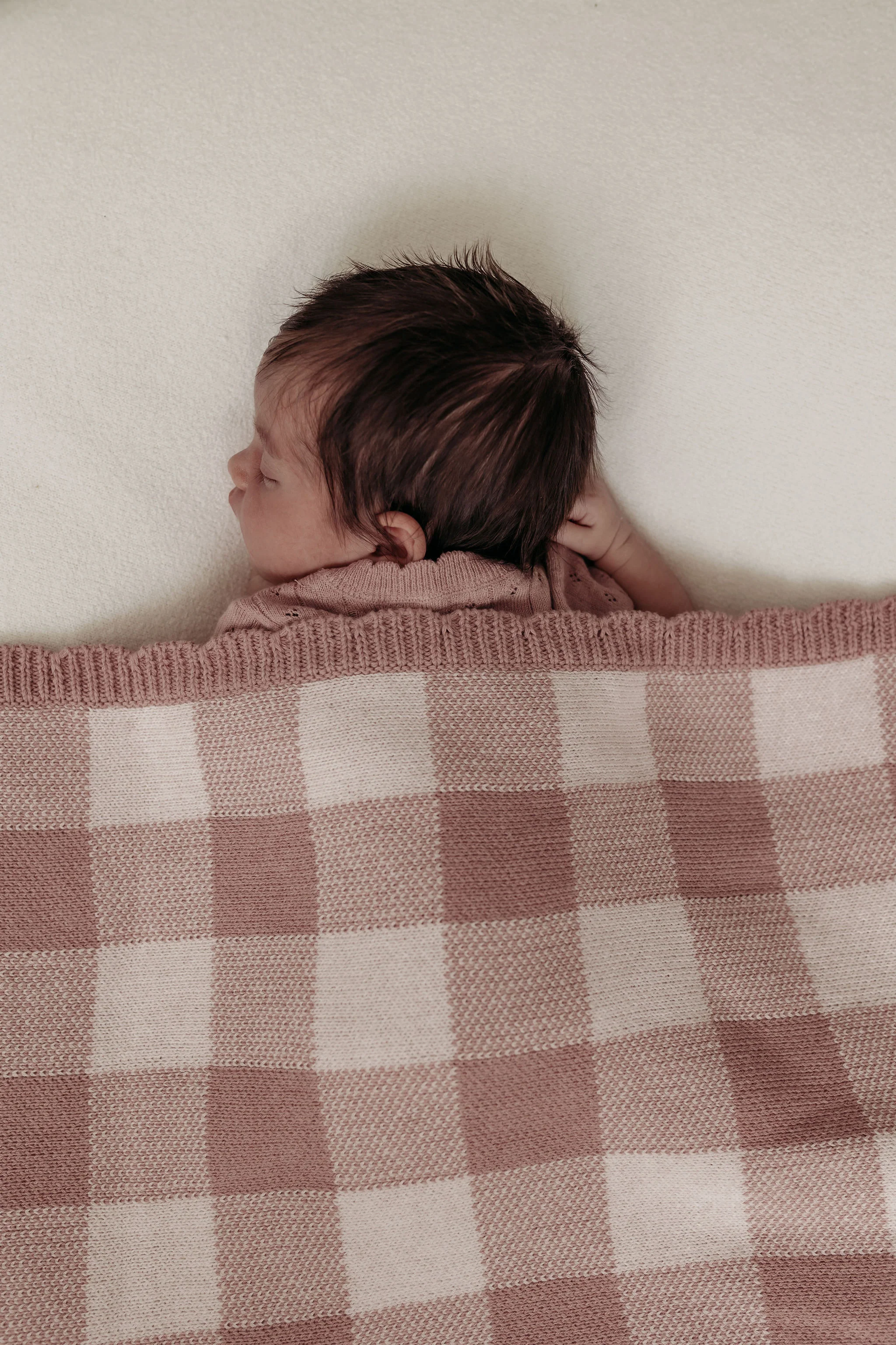 Organic Cotton Signature Baby Bundle - Rose/Oat Gingham Knit - Image 6
