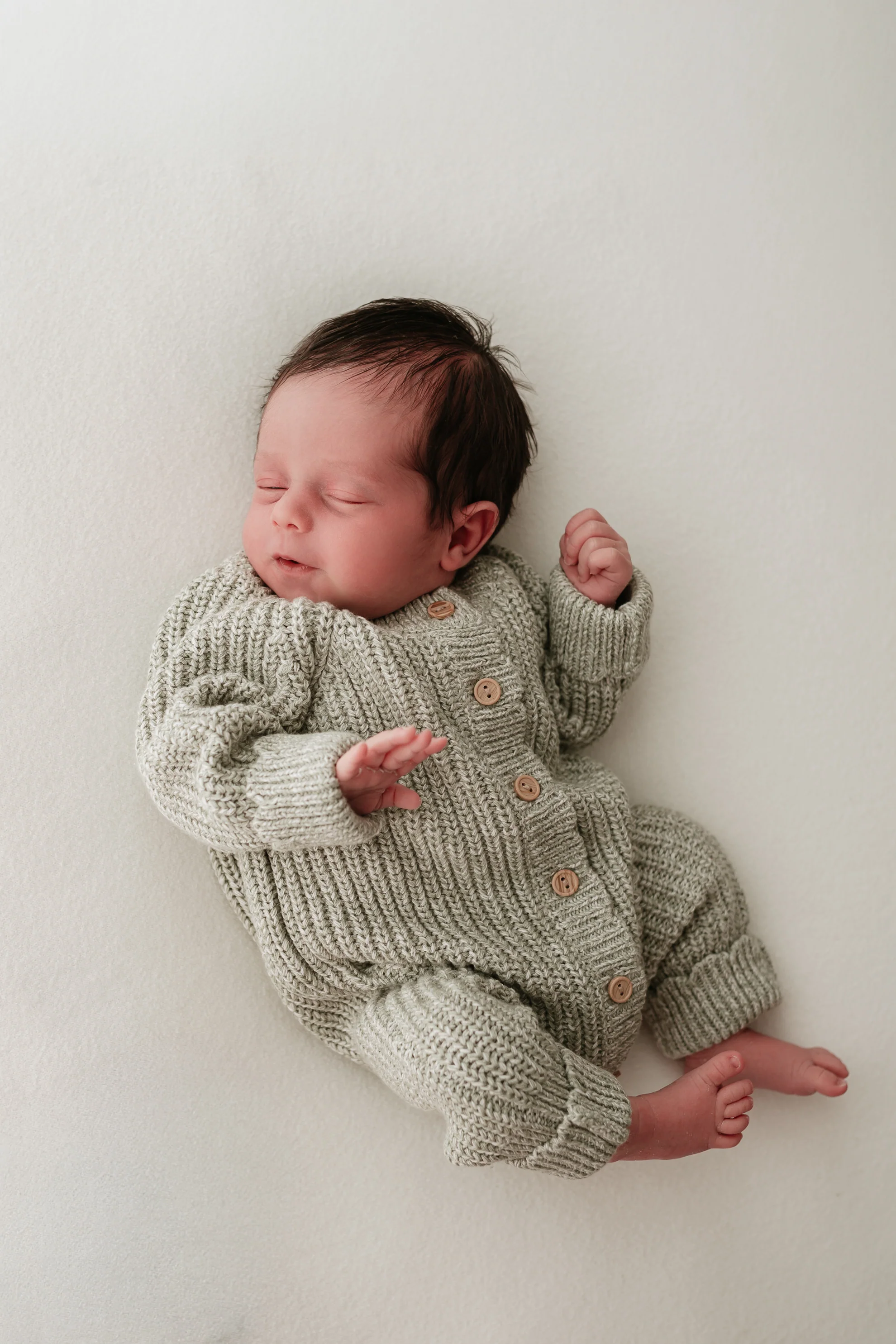 Organic Cotton Chunky Twist Knit Baby Romper - Sage - Image 3