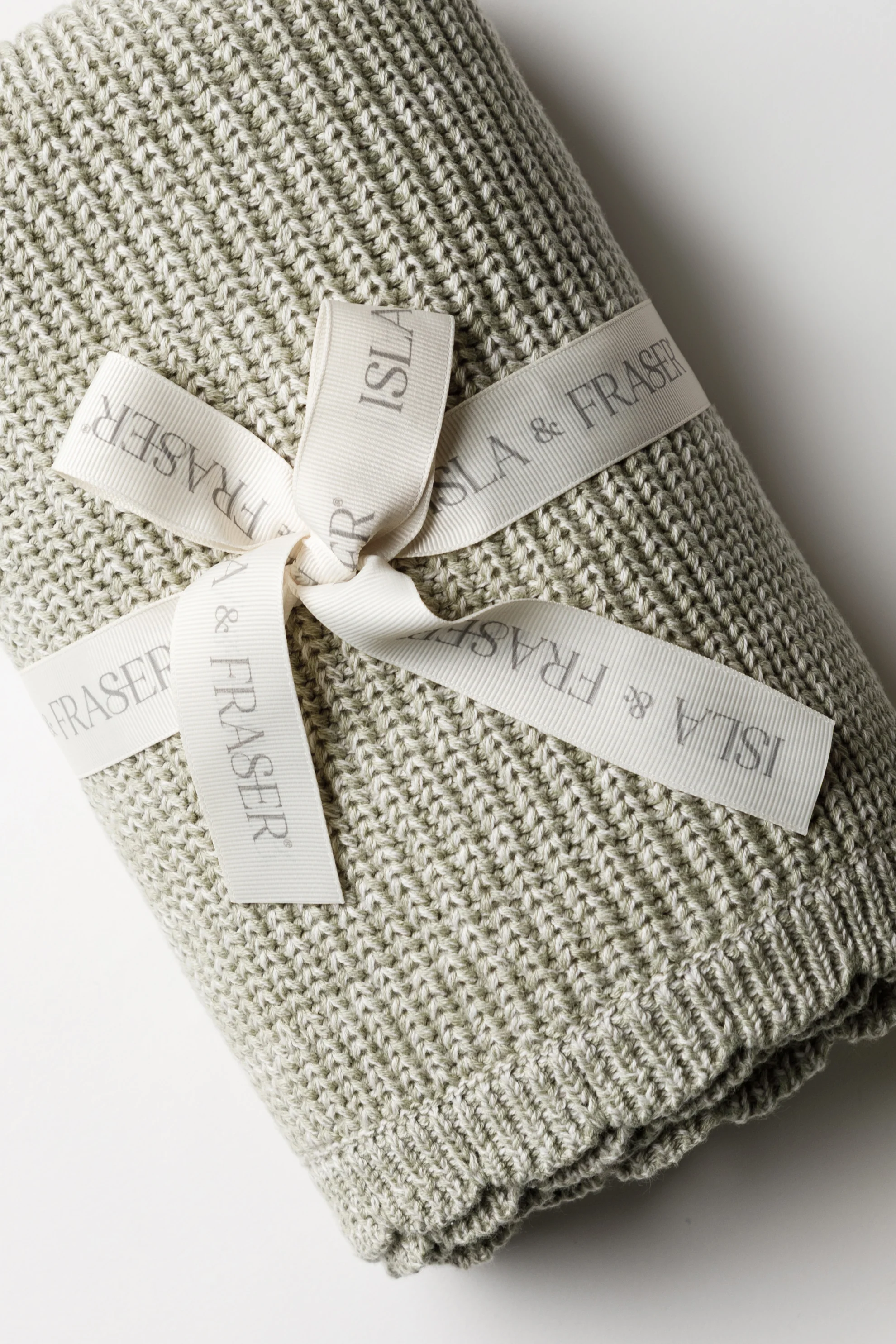 Organic Cotton Chunky Twist Knit Baby Blanket - Sage - Image 4