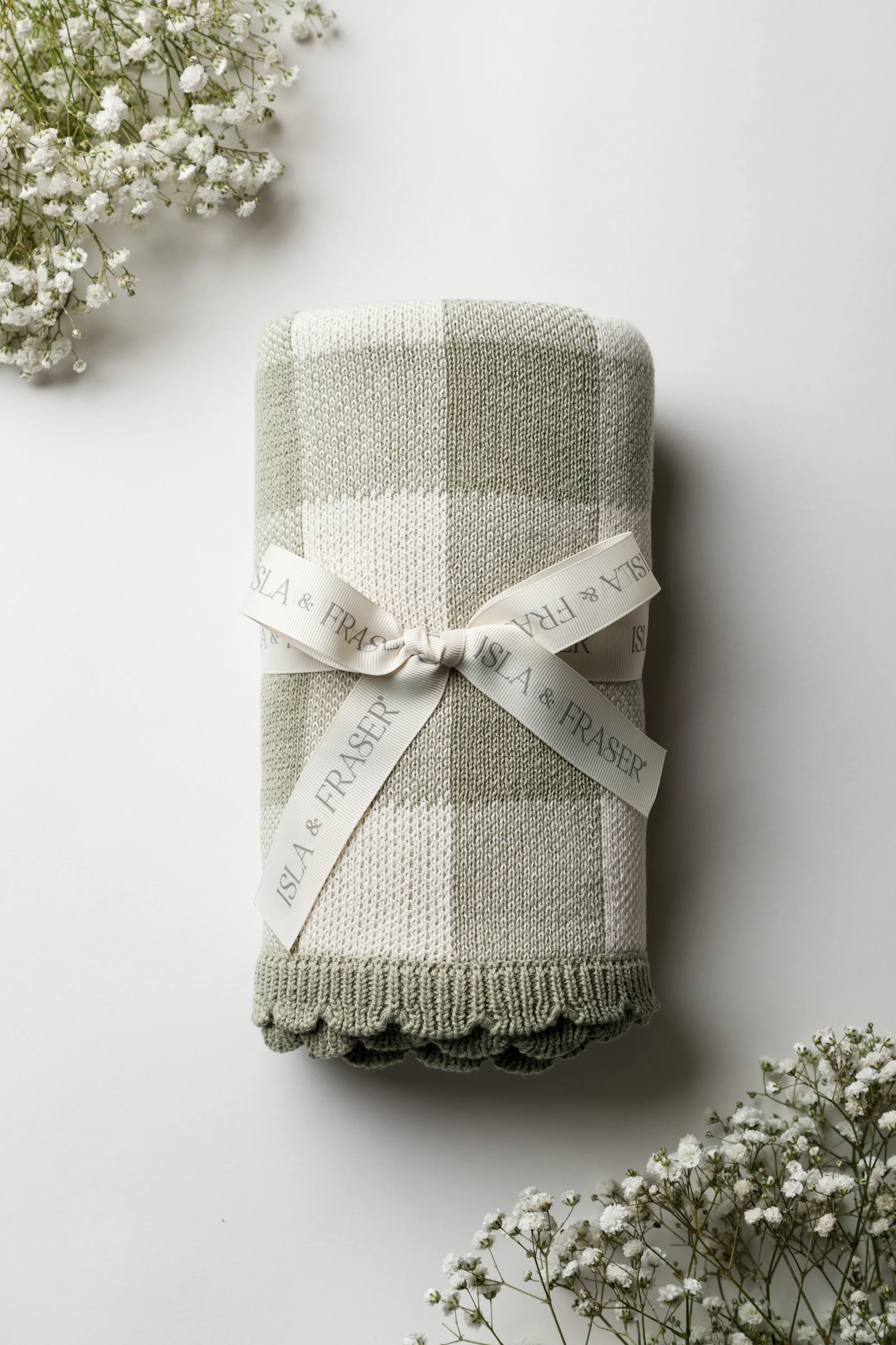 Organic Cotton Signature Baby Bundle - Sage/Cream Gingham Knit - Image 2