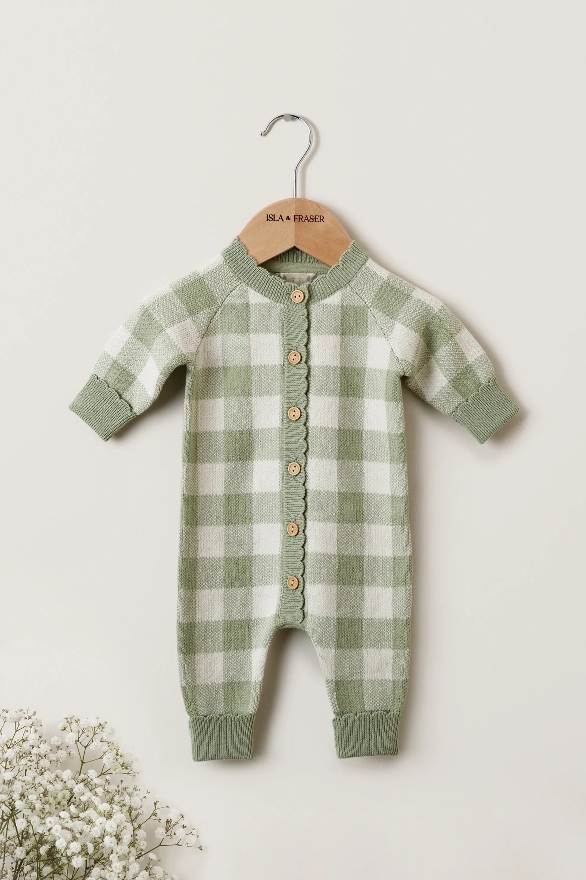 Organic Cotton Signature Baby Bundle - Sage/Cream Gingham Knit - Image 3