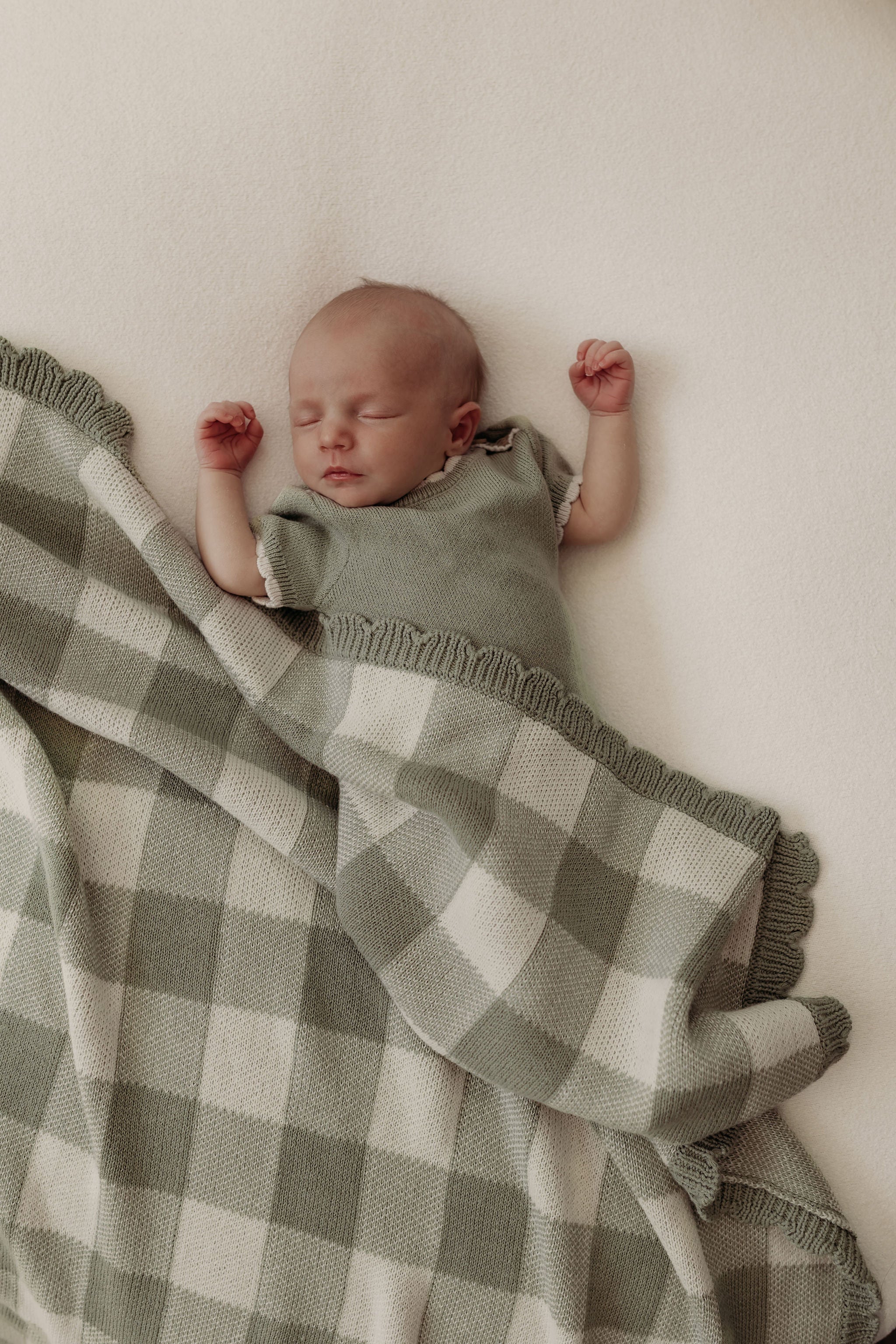 Organic Cotton Signature Baby Bundle - Sage/Cream Gingham Knit - Image 5