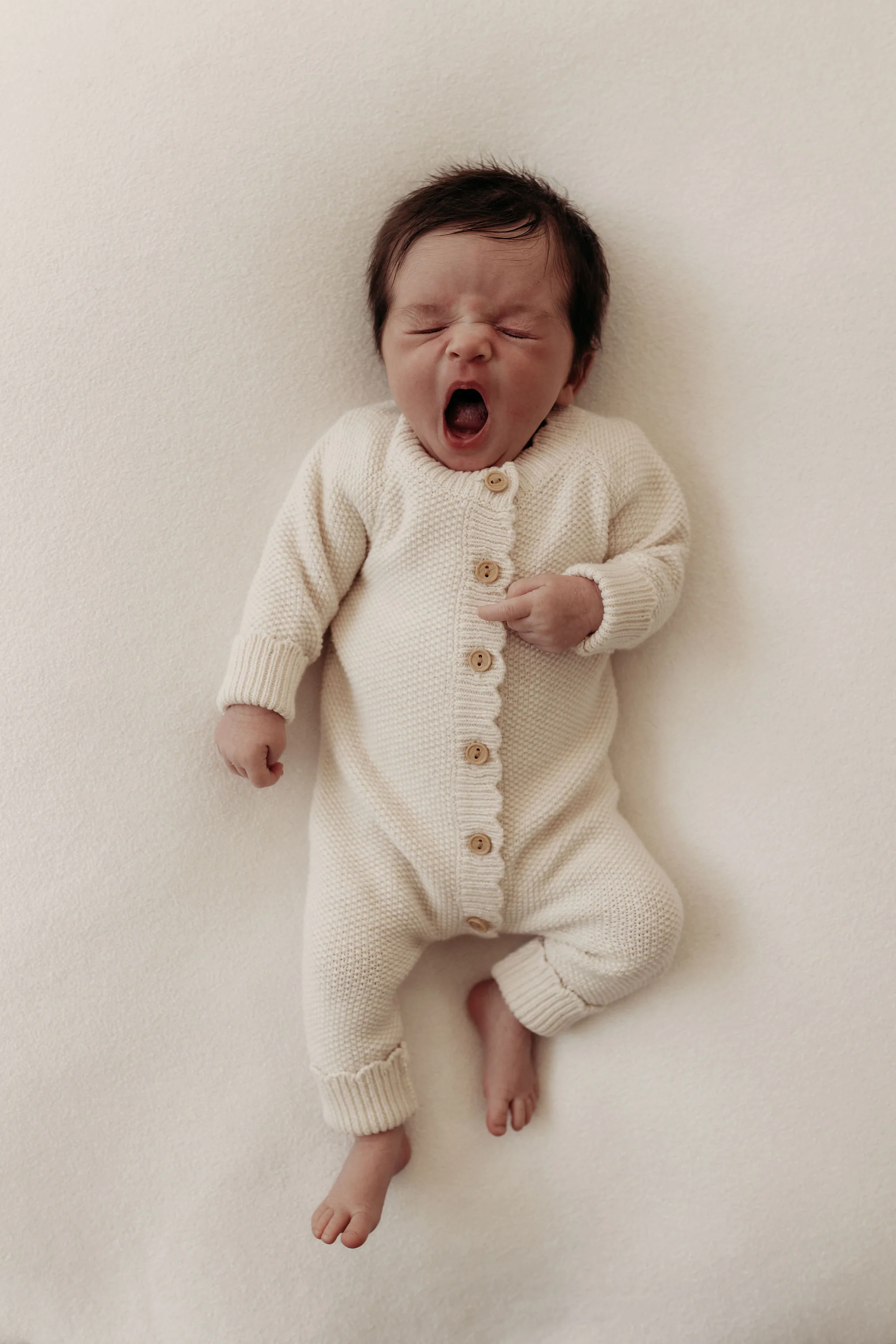 Organic Cotton Moss Stitch Baby Romper - Oat - Image 3