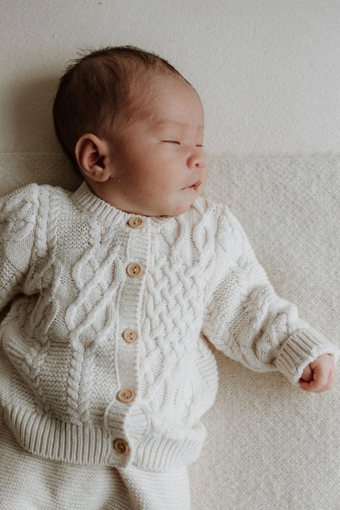 Organic Cotton Heirloom Cable Knit Baby Bundle - Oat - Image 9