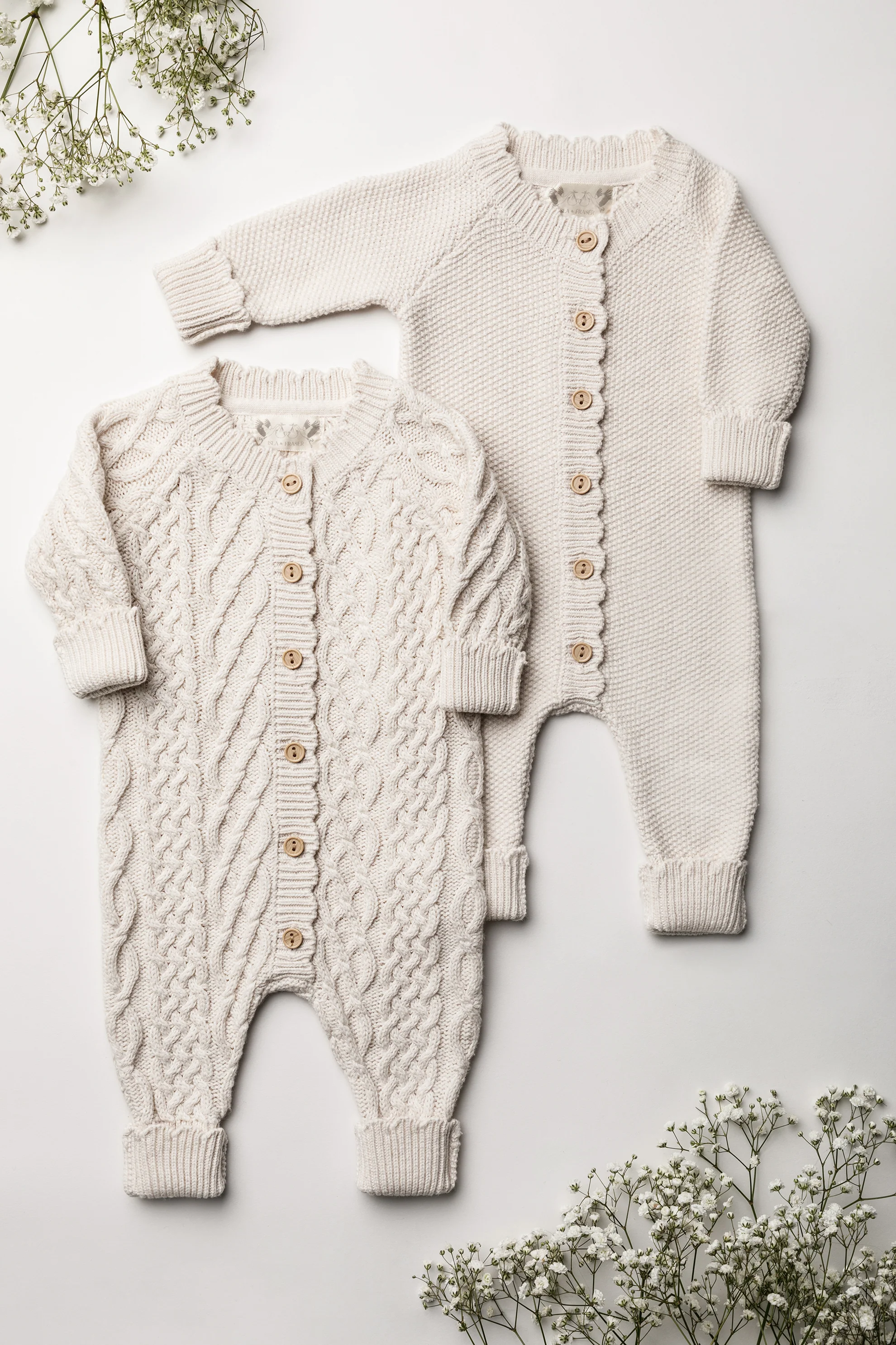 Organic Cotton Twin Pack Baby Romper Bundle - Oat