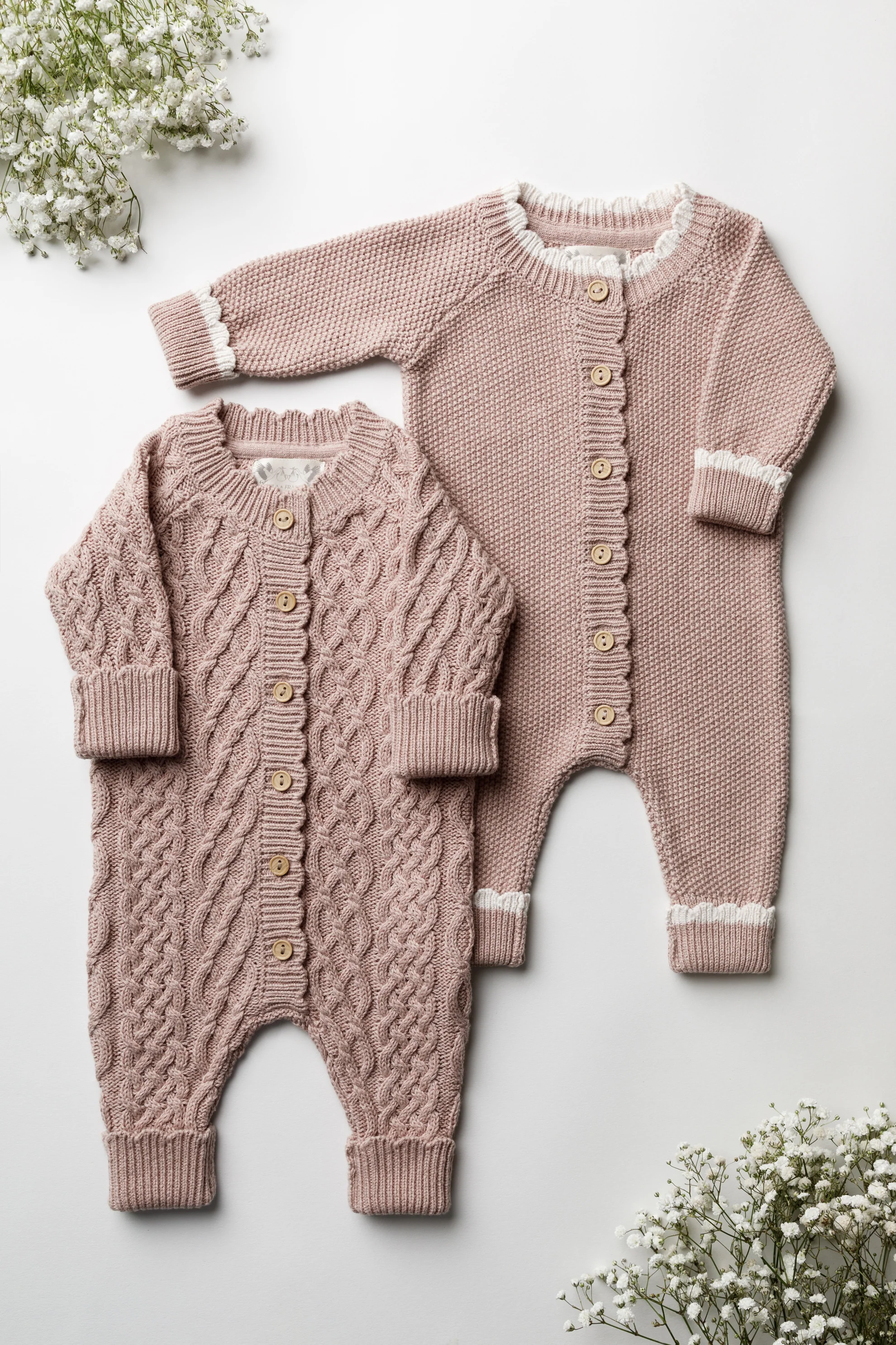 Organic Cotton Twin Pack Baby Romper Bundle - Rose