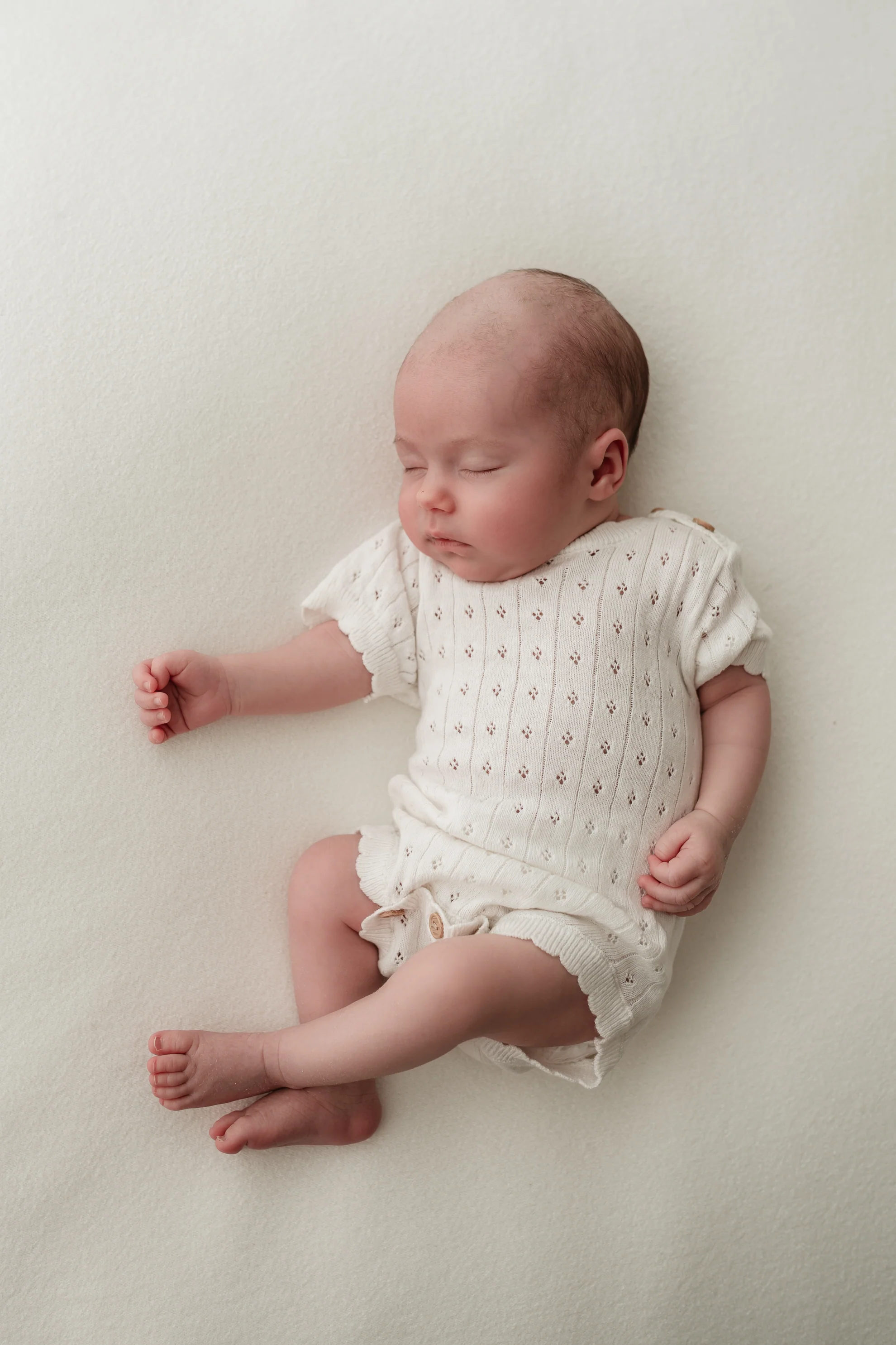 Organic Cotton Pointelle Knit Baby Bodysuit - Milk